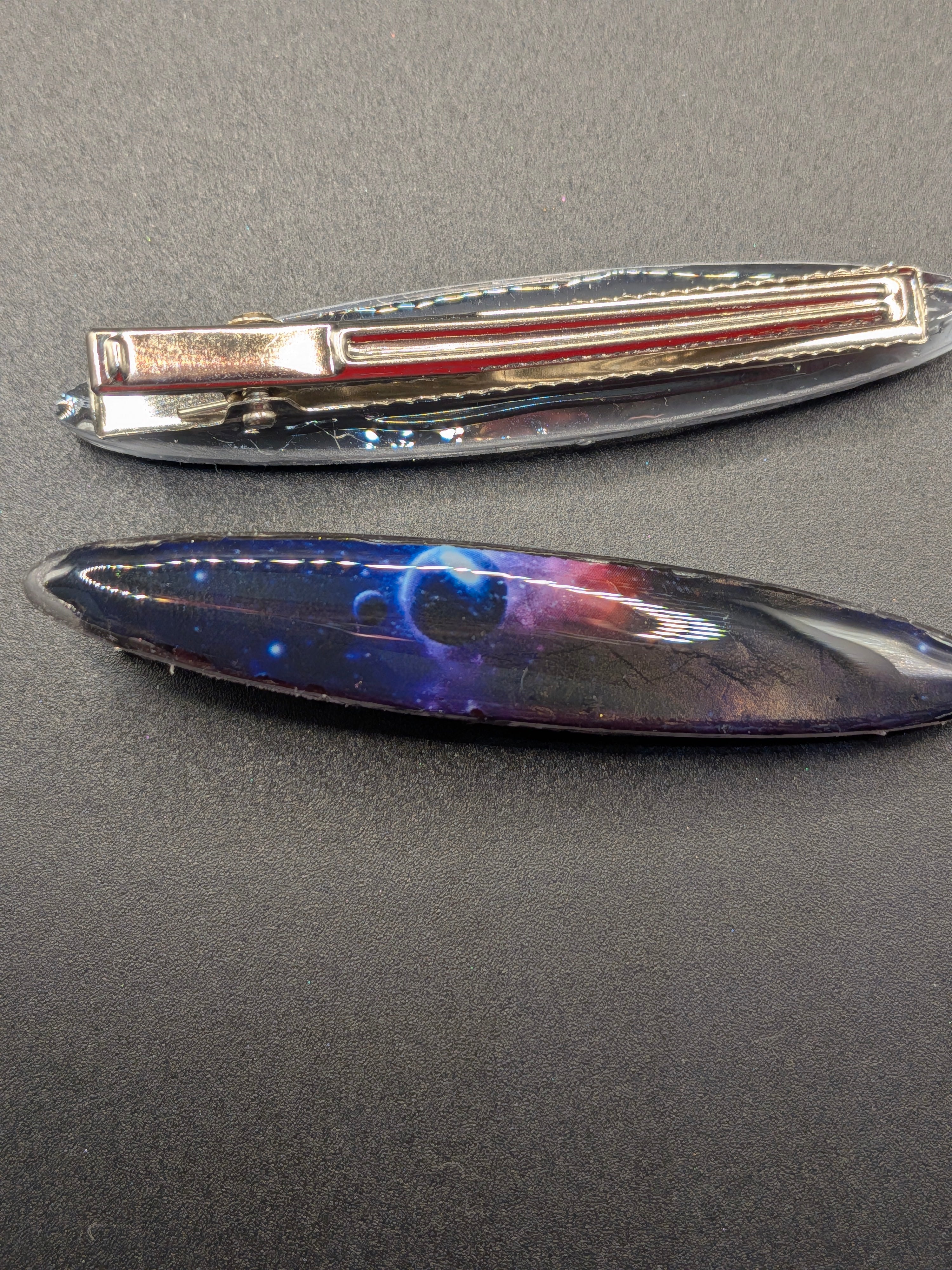 Thin Elongated Oval Resin Barrette Set of 2