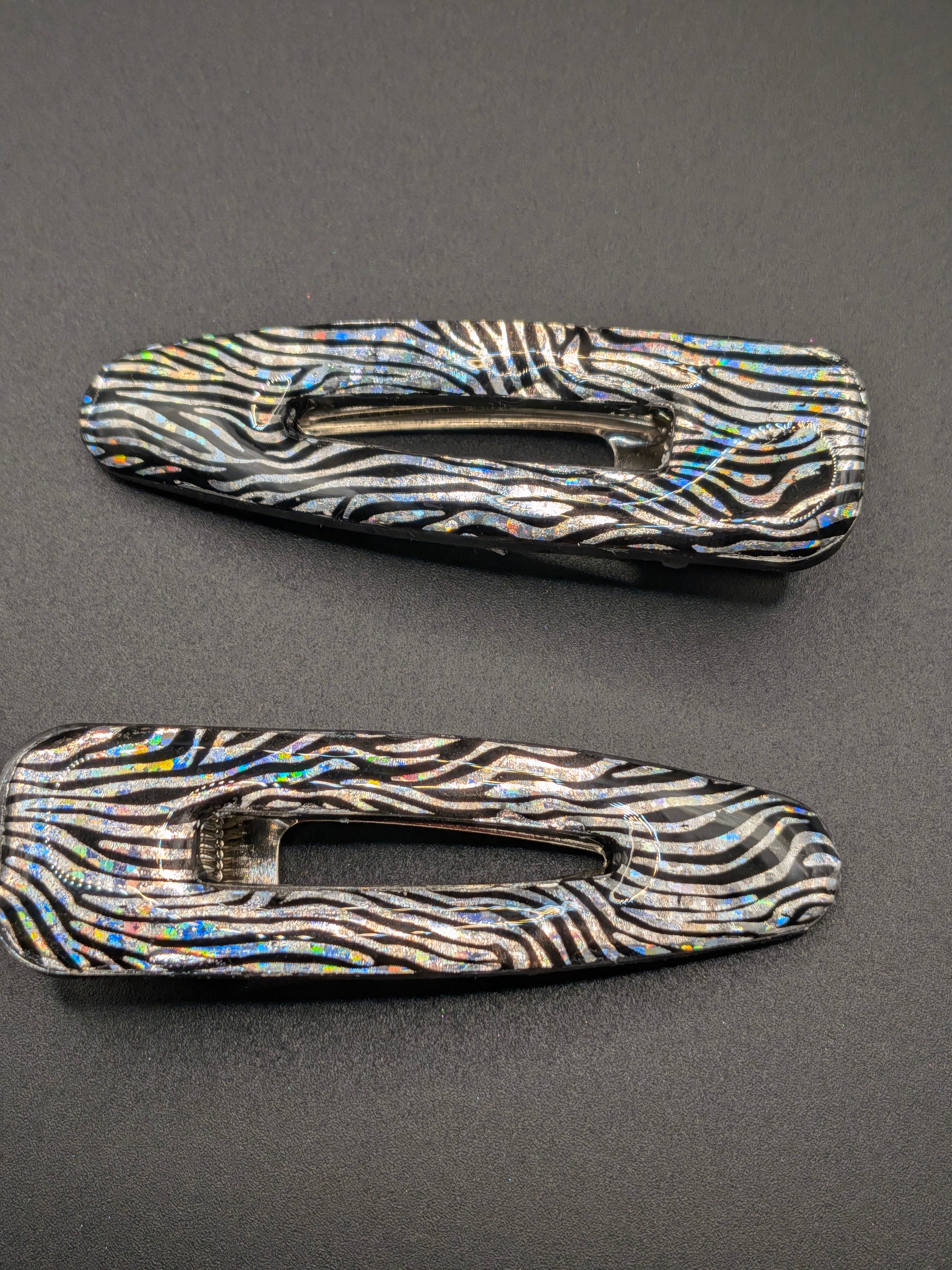 Elongated Teardrop Open Center Resin Barrette Set of 2