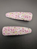 Elongated Teardrop Closed Center Resin Barrette Set of 2 – Floral Garden