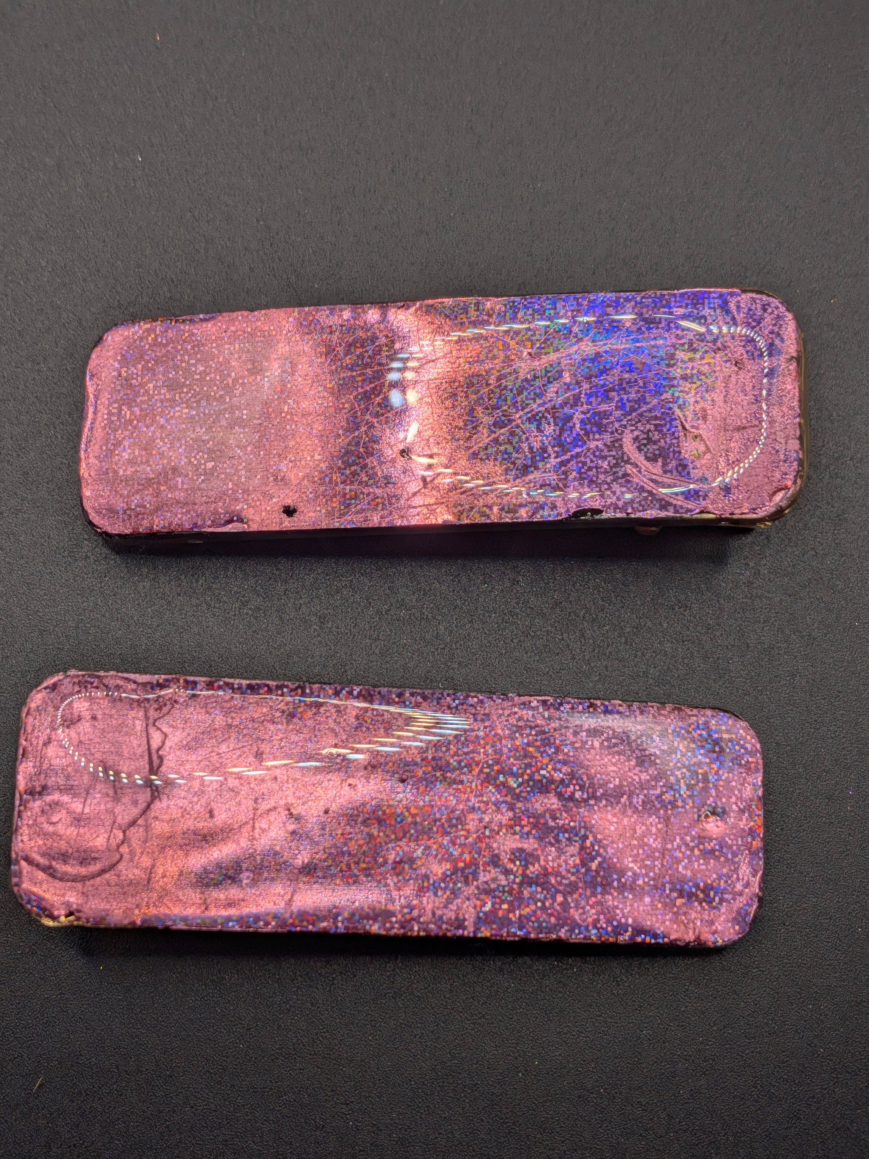 Large Rectangle Closed Center Resin Barrette Set of 2