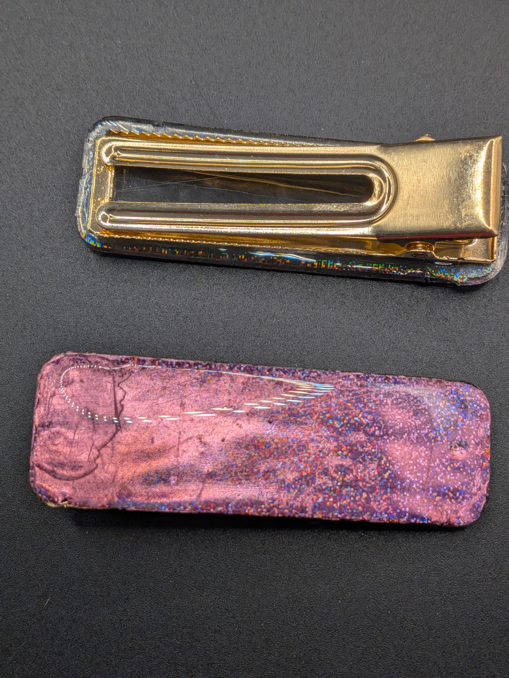 Large Rectangle Closed Center Resin Barrette Set of 2