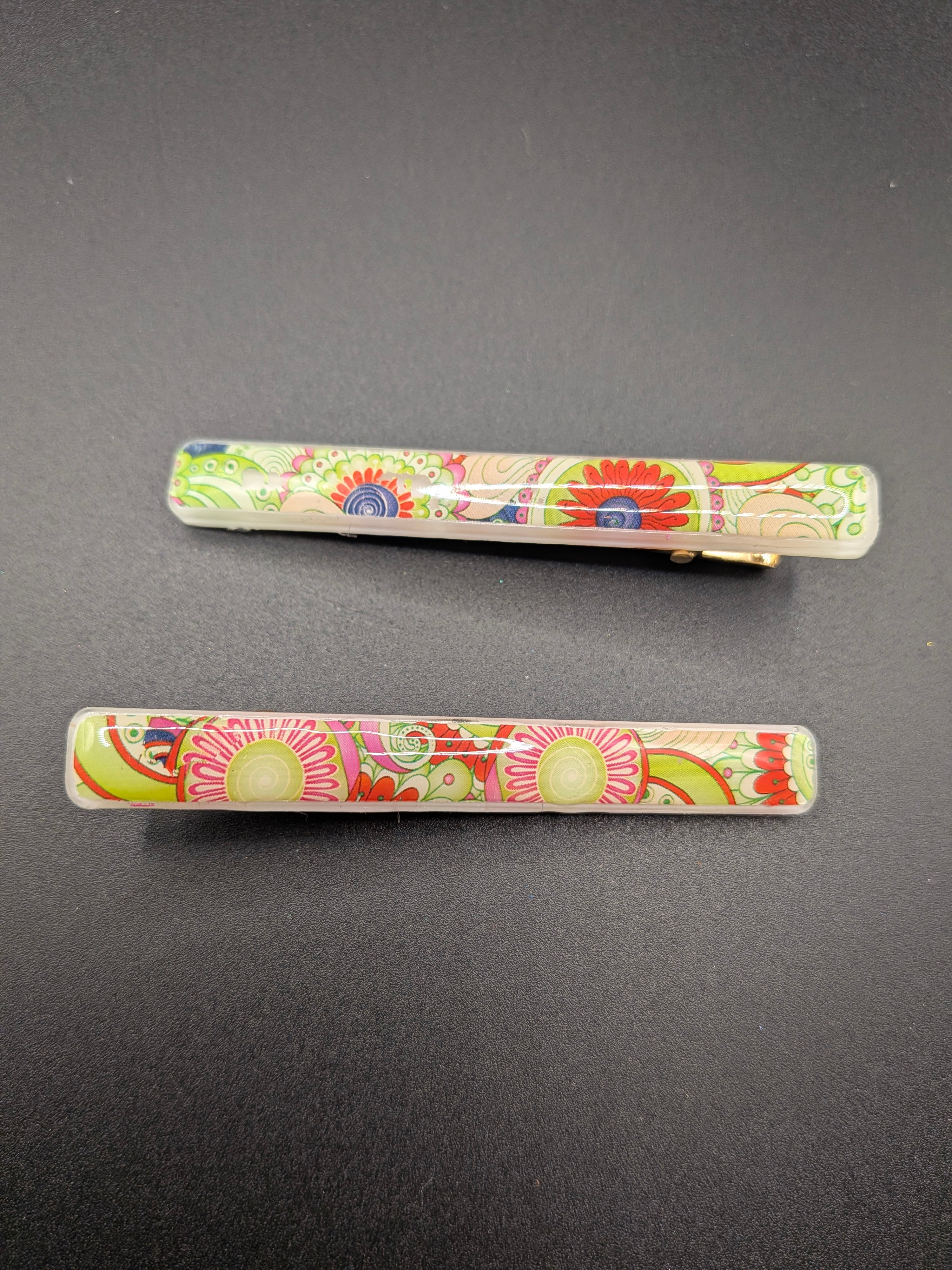 Thin Rectangle Resin Barrette Set of 2