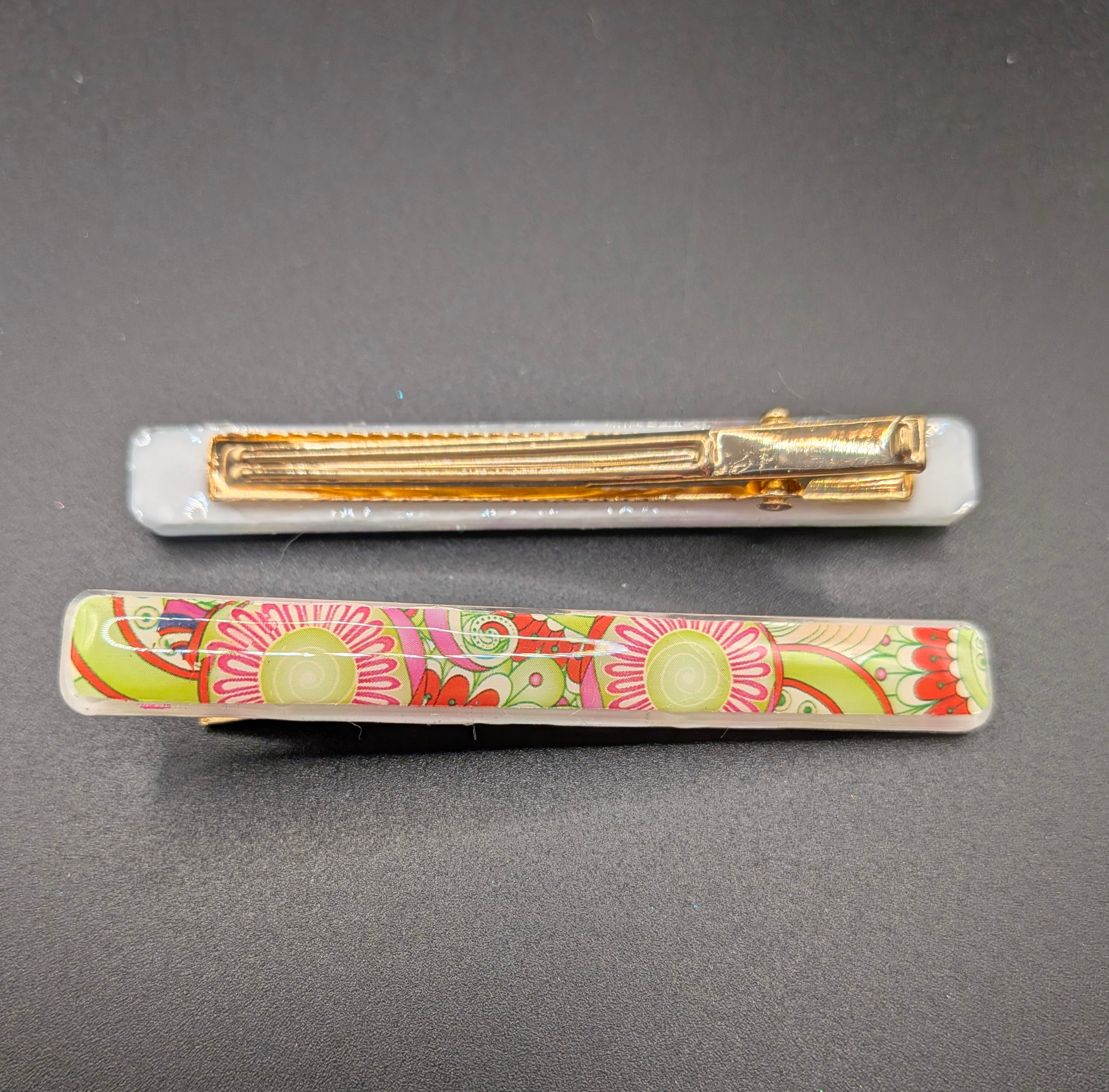 Thin Rectangle Resin Barrette Set of 2