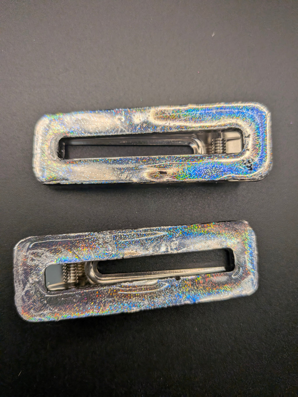 Large Rectangle Open Center Resin Barrette Set of 2