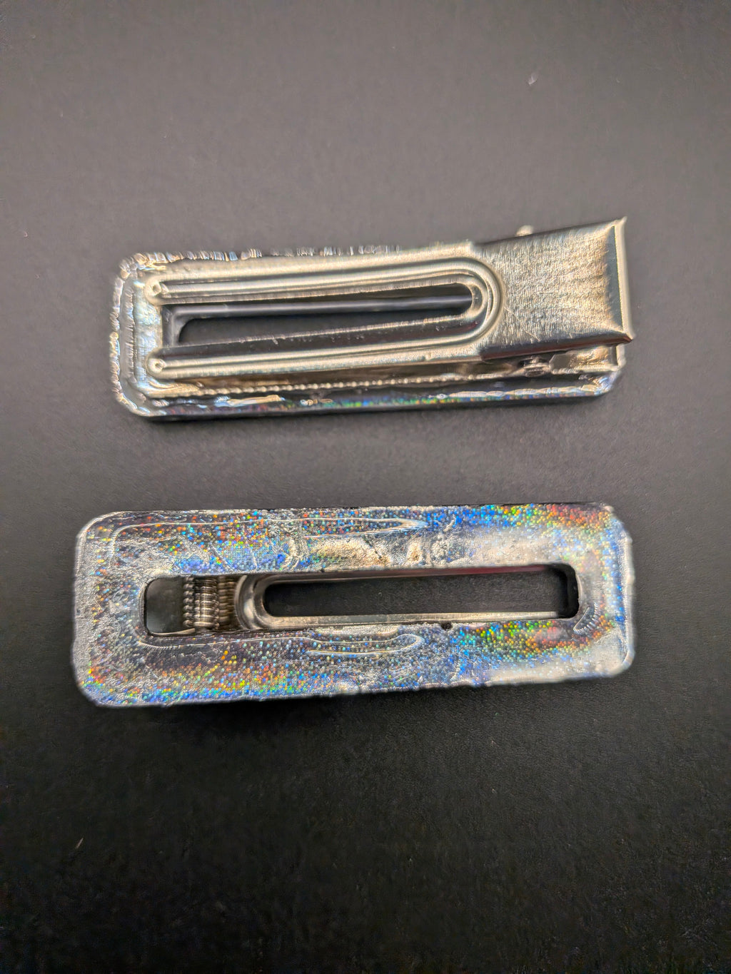 Large Rectangle Open Center Resin Barrette Set of 2