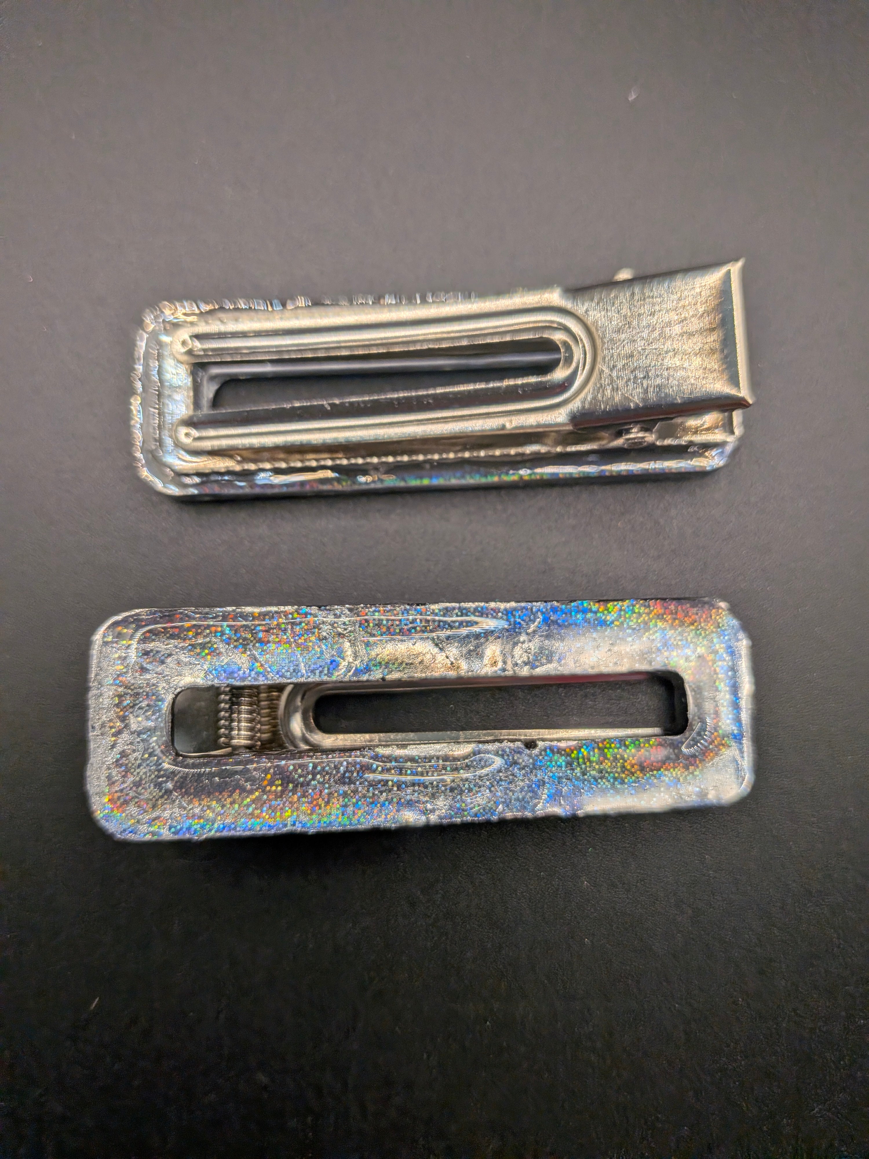 Large Rectangle Open Center Resin Barrette Set of 2