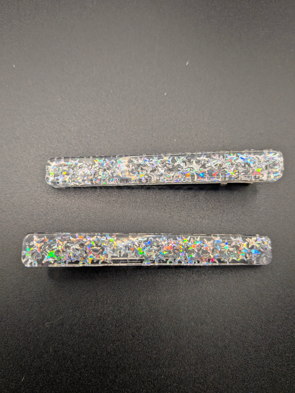 Thin Rectangle Resin Barrette Set of 2