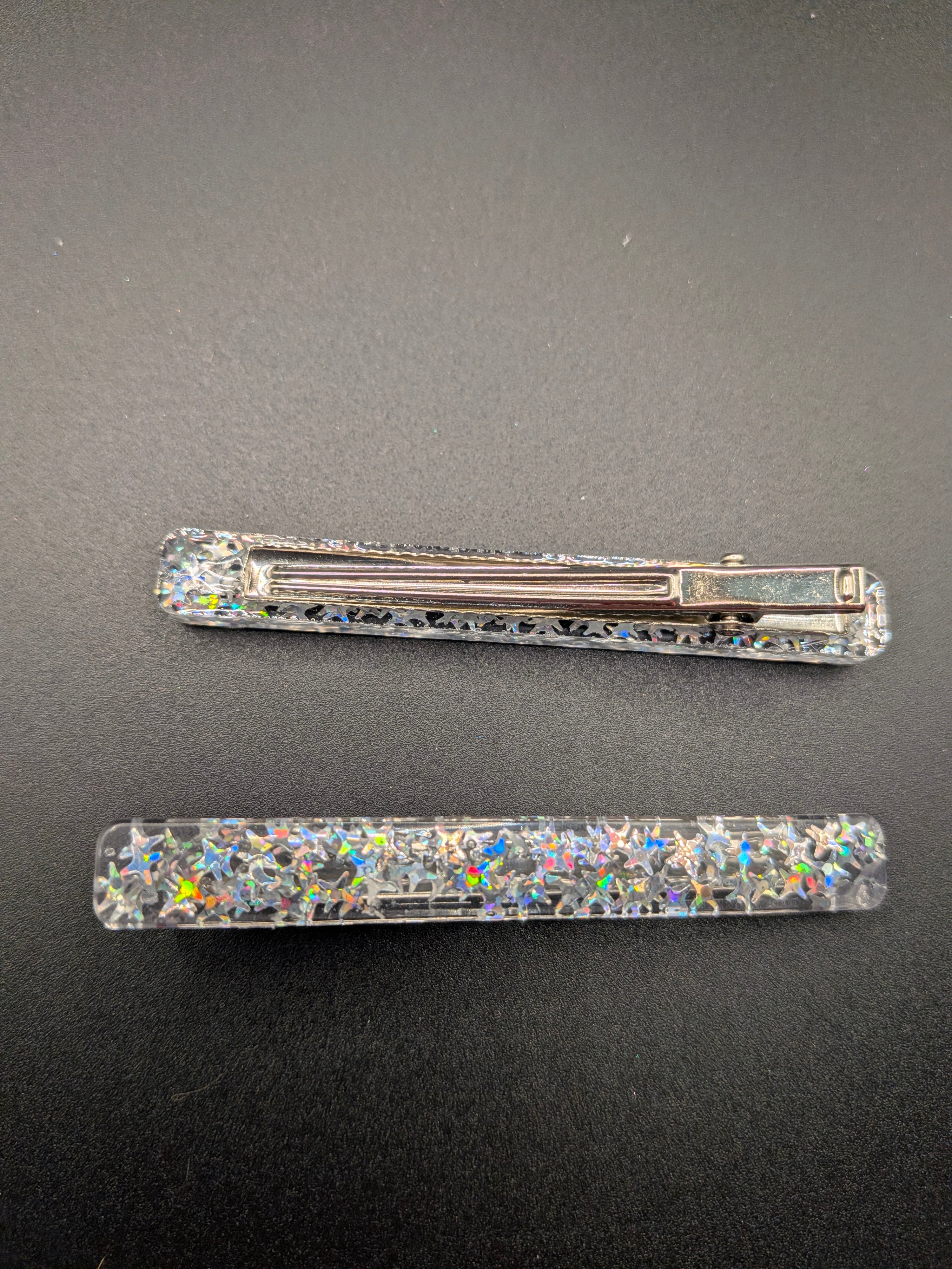 Thin Rectangle Resin Barrette Set of 2