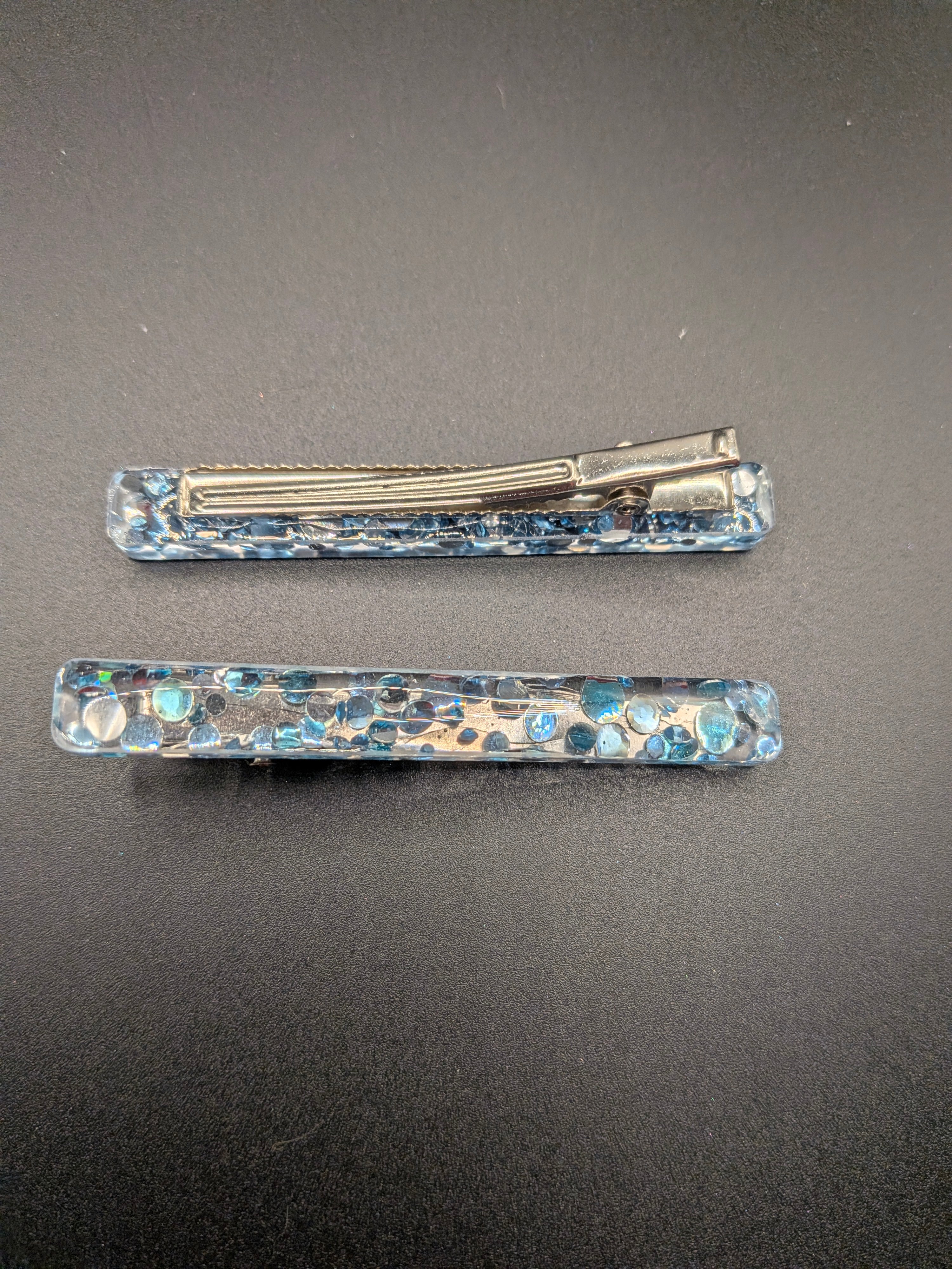 Thin Rectangle Resin Barrette Set of 2