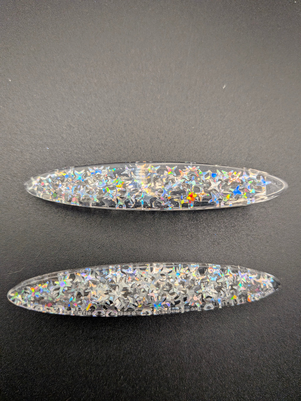Thin Elongated Oval Resin Barrette Set of 2