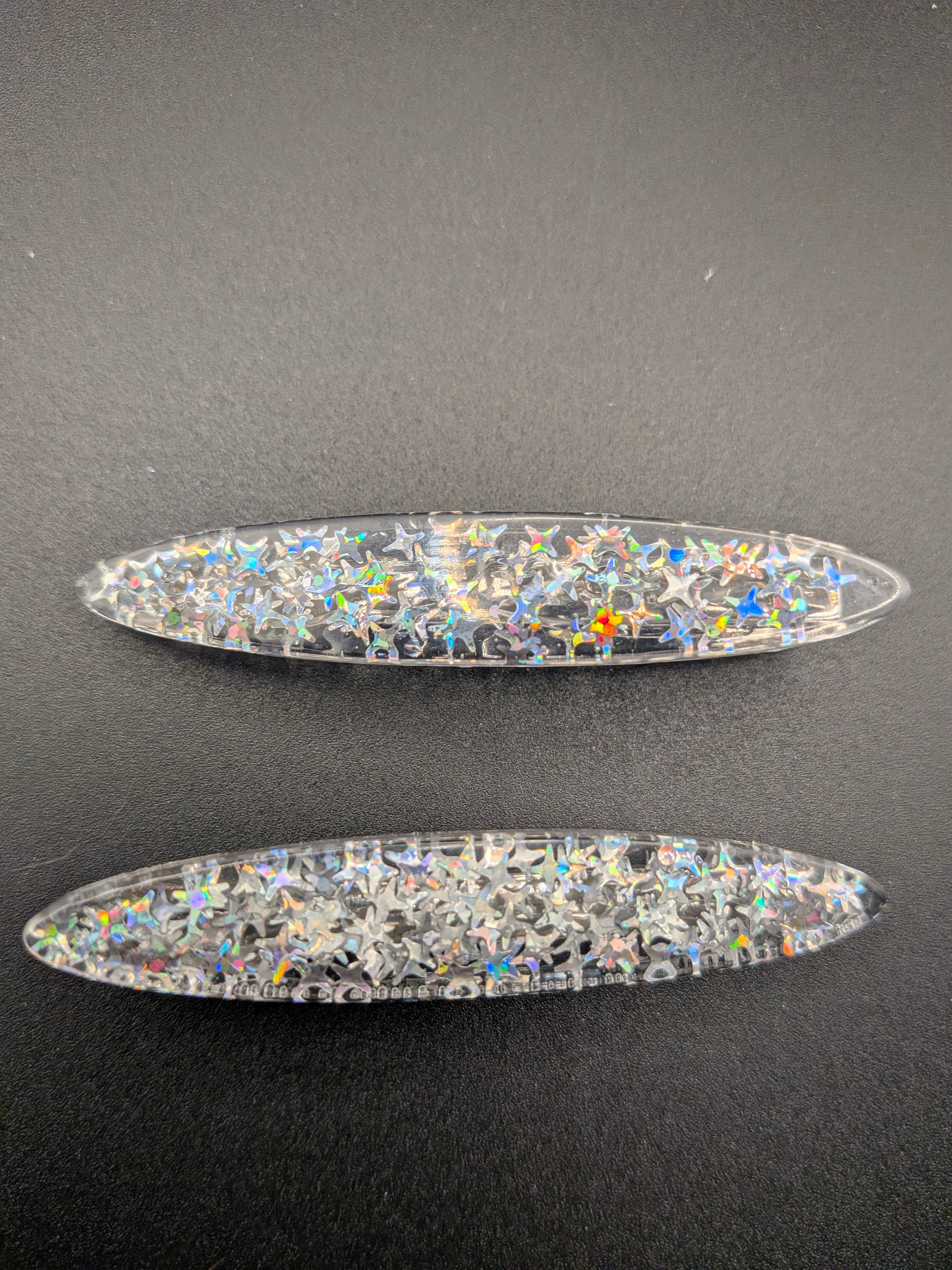 Thin Elongated Oval Resin Barrette Set of 2