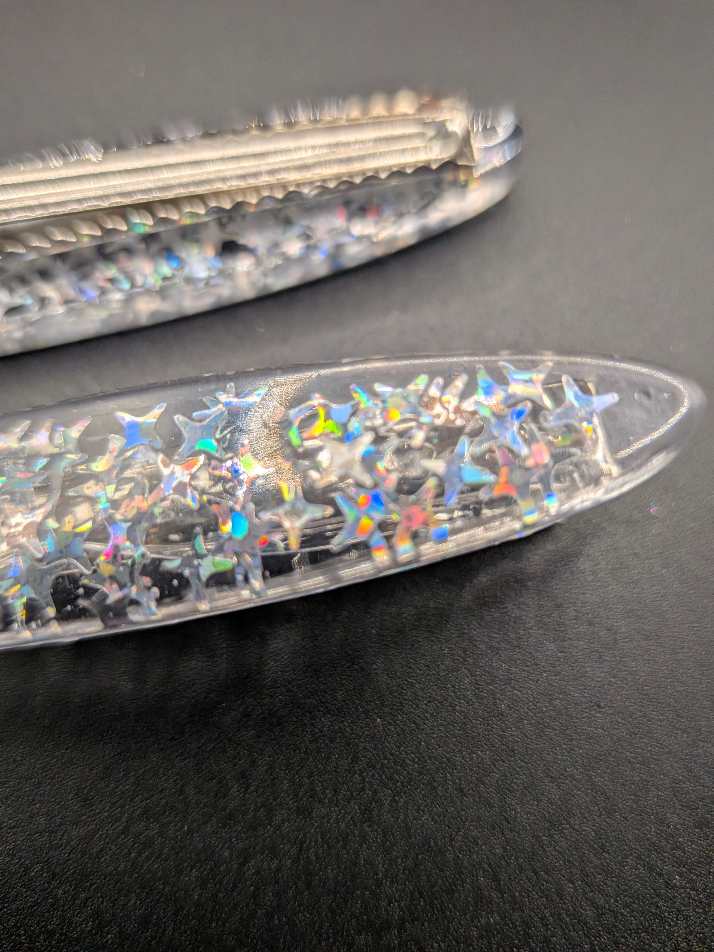 Thin Elongated Oval Resin Barrette Set of 2