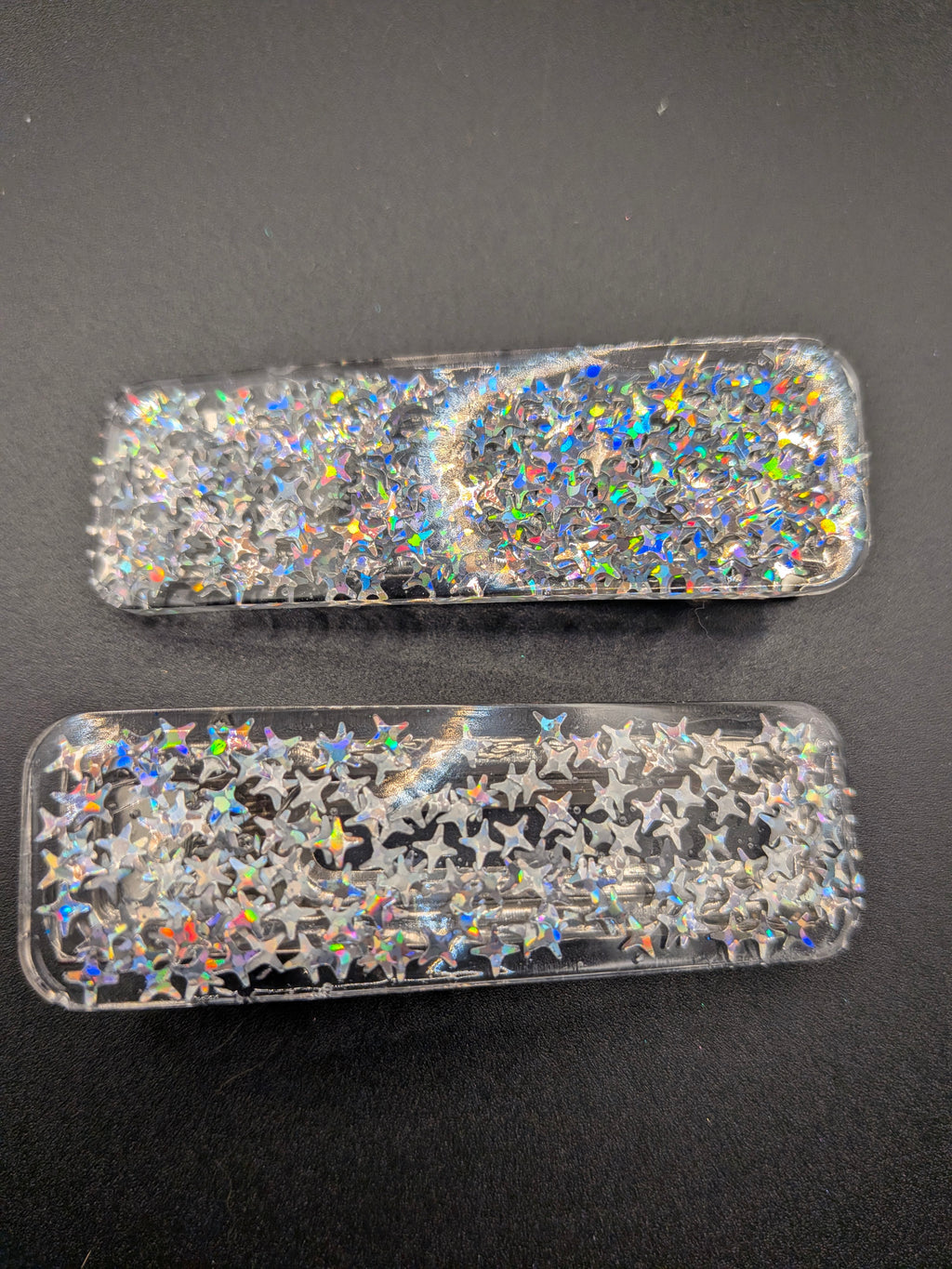 Large Rectangle Closed Center Resin Barrette Set of 2