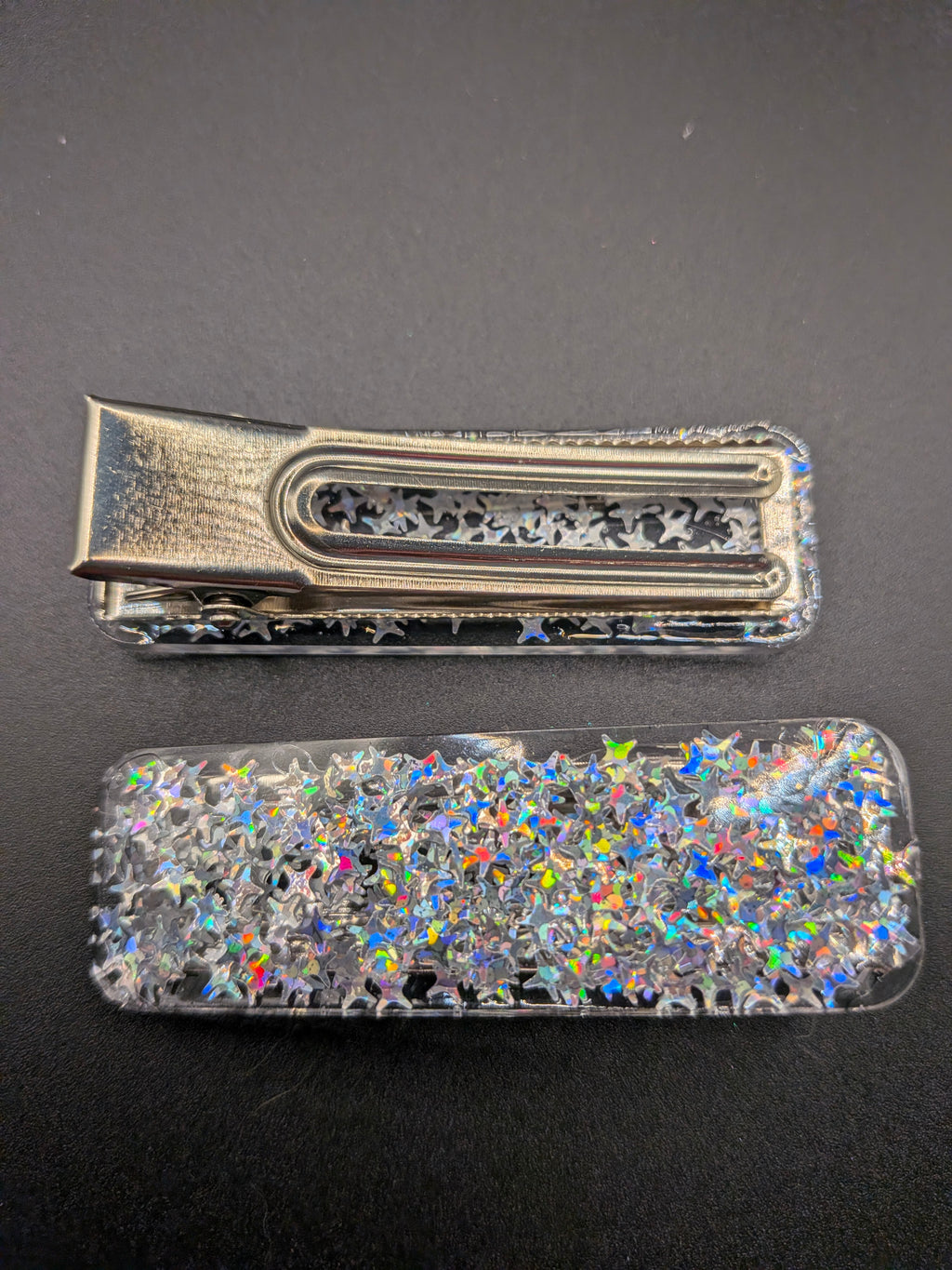Large Rectangle Closed Center Resin Barrette Set of 2