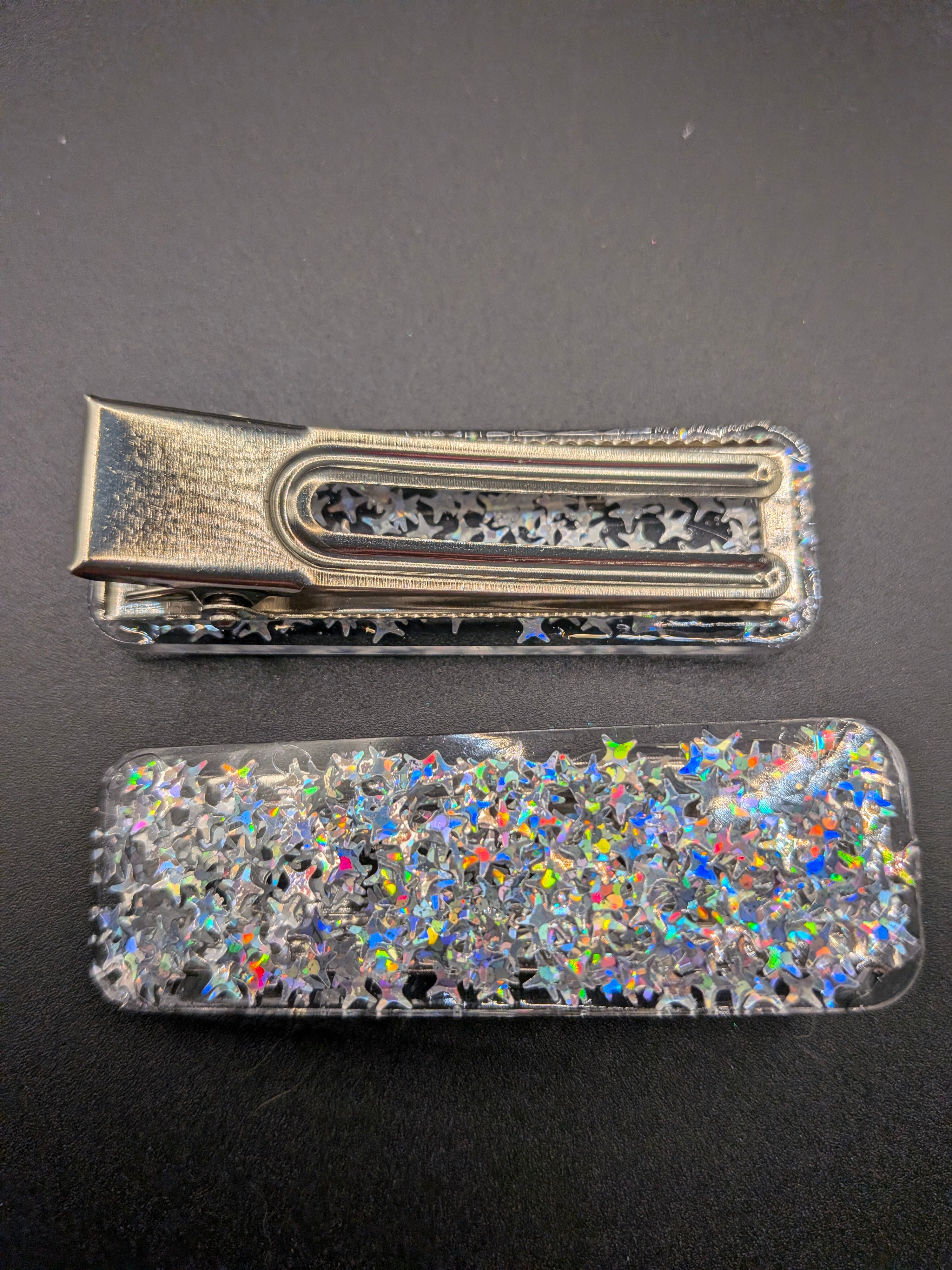 Large Rectangle Closed Center Resin Barrette Set of 2