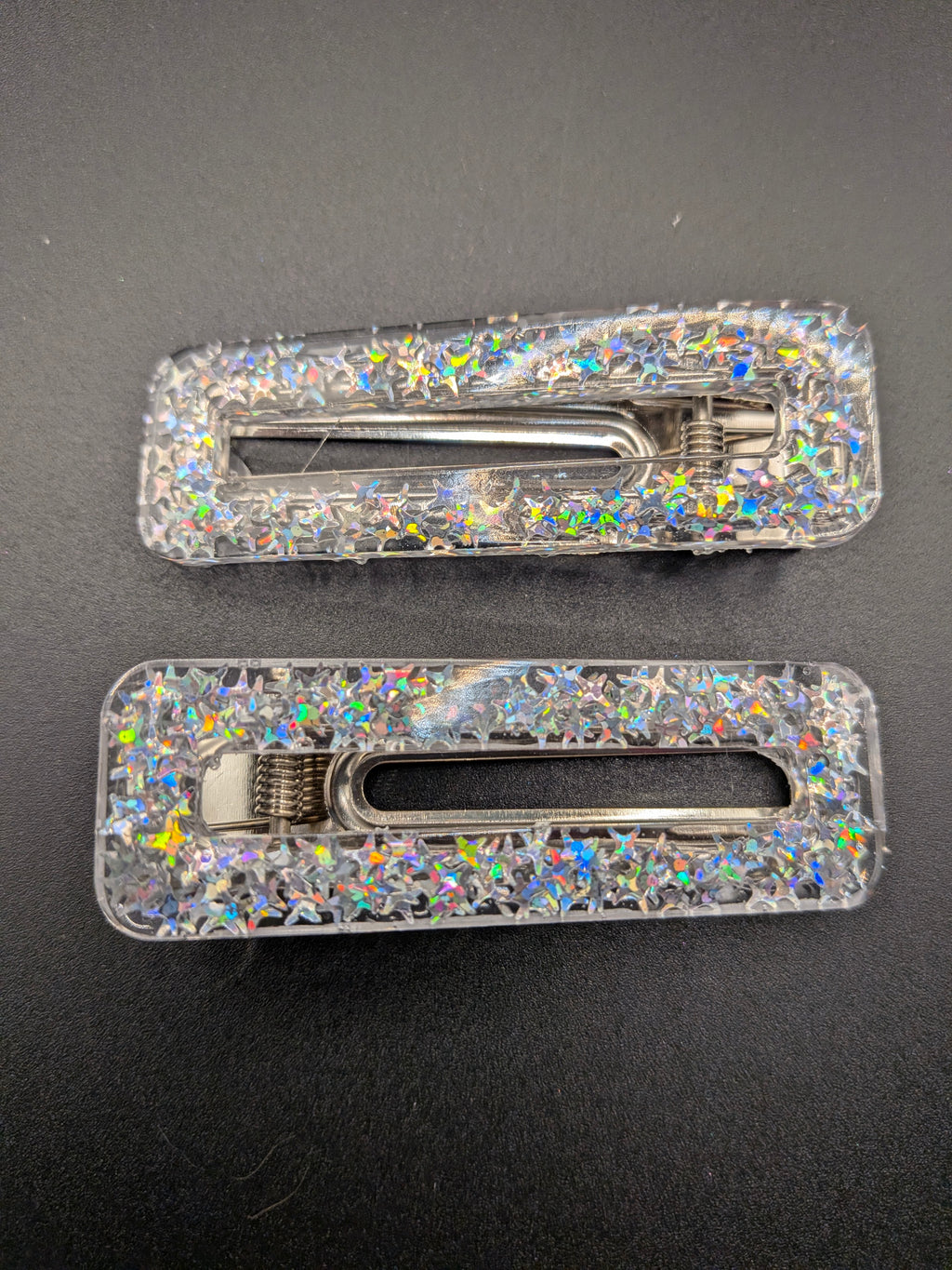 Large Rectangle Open Center Resin Barrette Set of 2