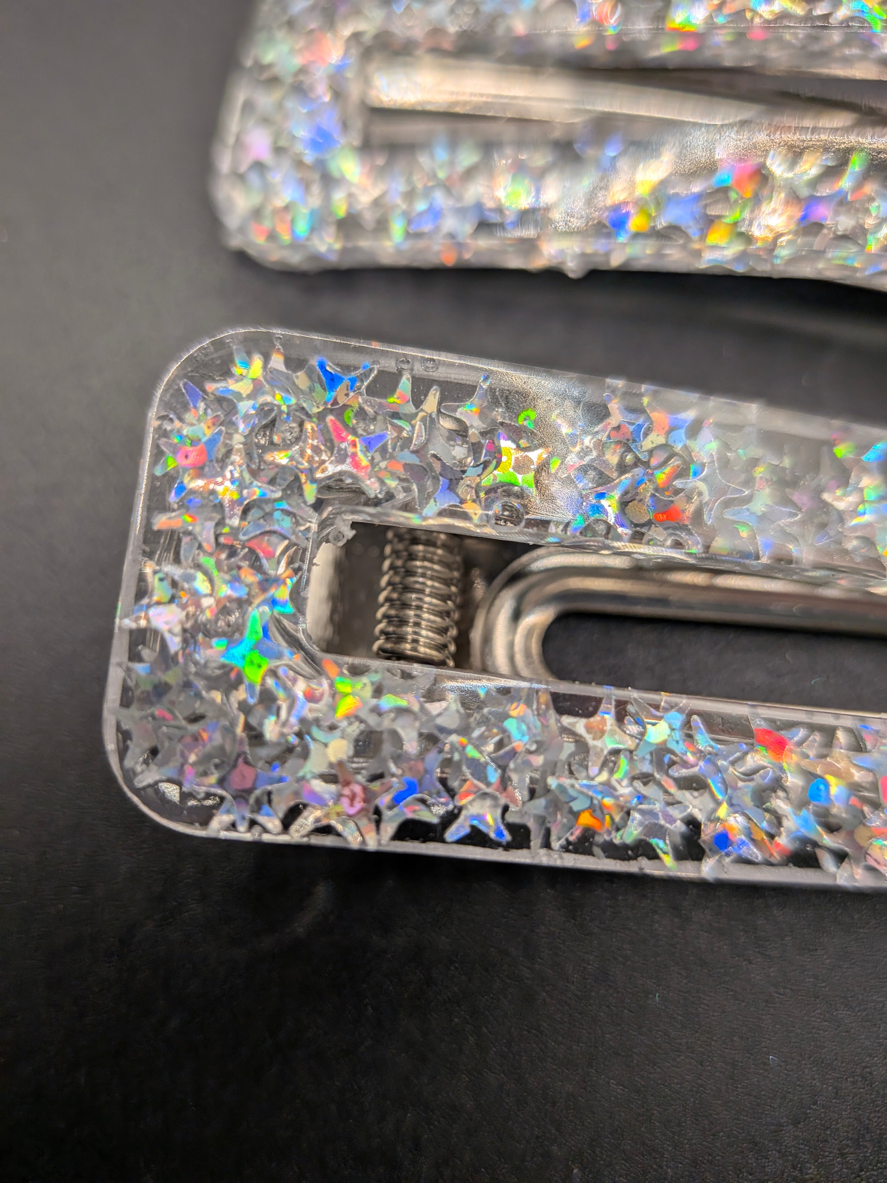 Large Rectangle Open Center Resin Barrette Set of 2