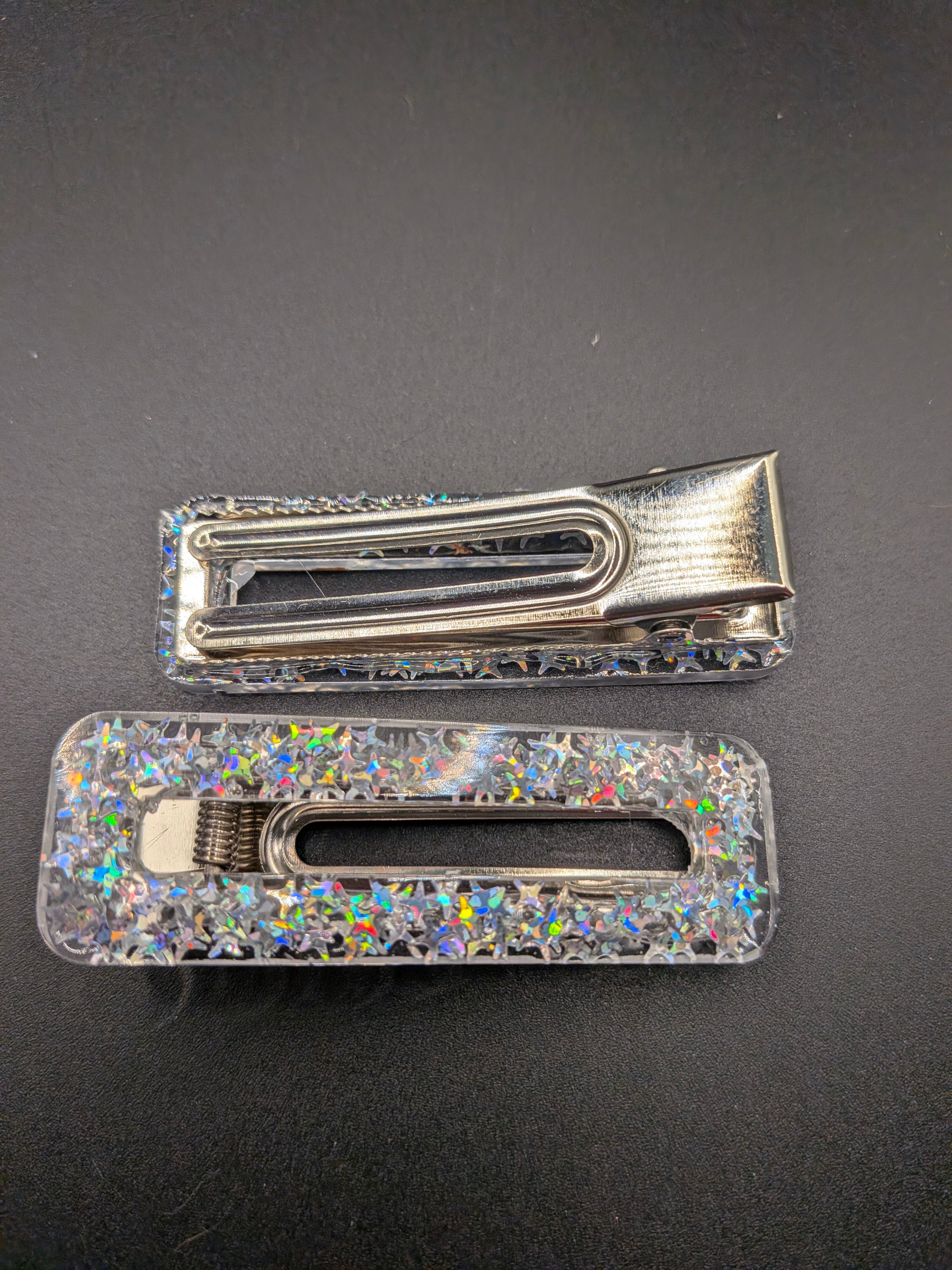Large Rectangle Open Center Resin Barrette Set of 2