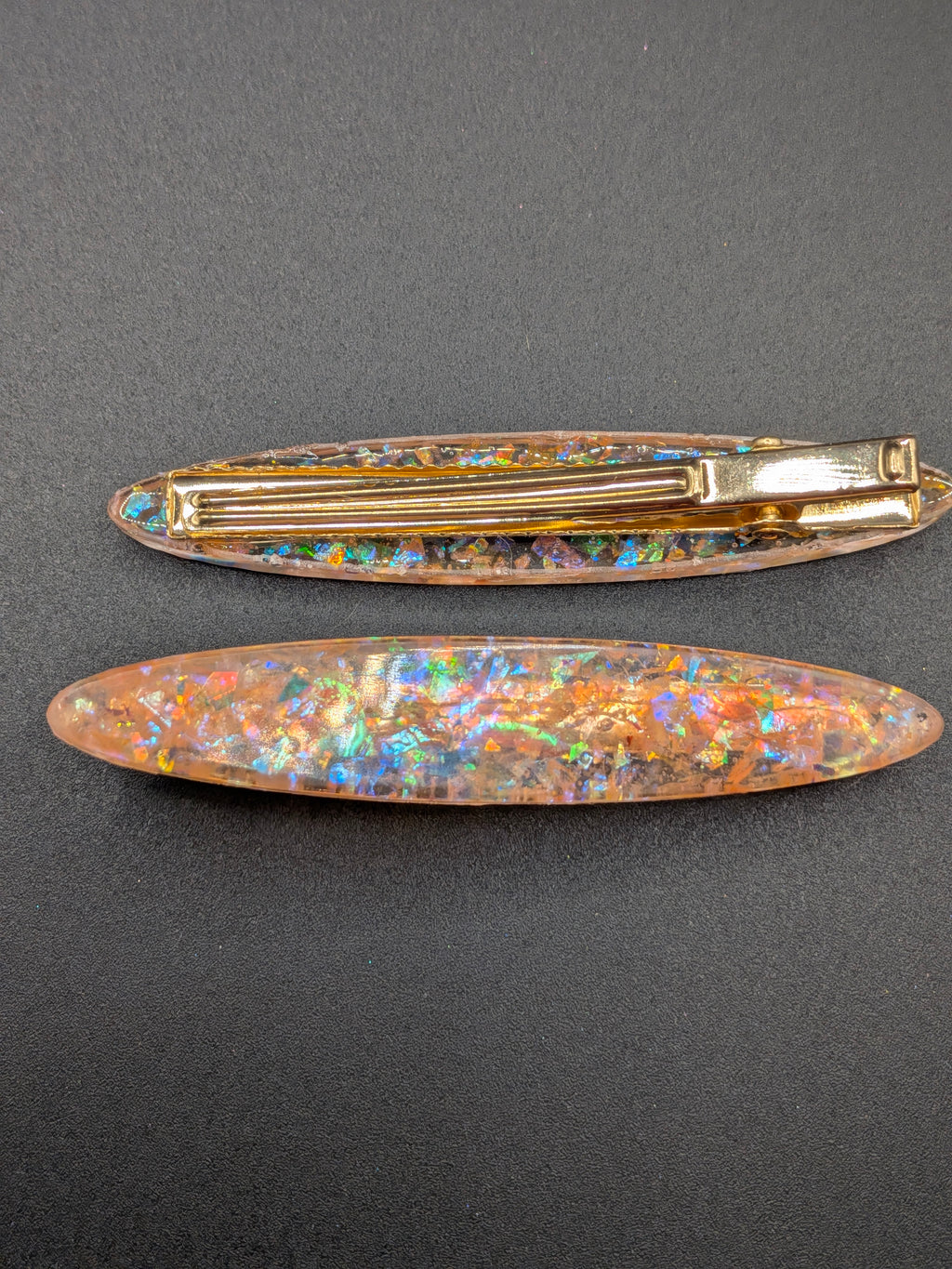 Thin Elongated Oval Resin Barrette Set of 2