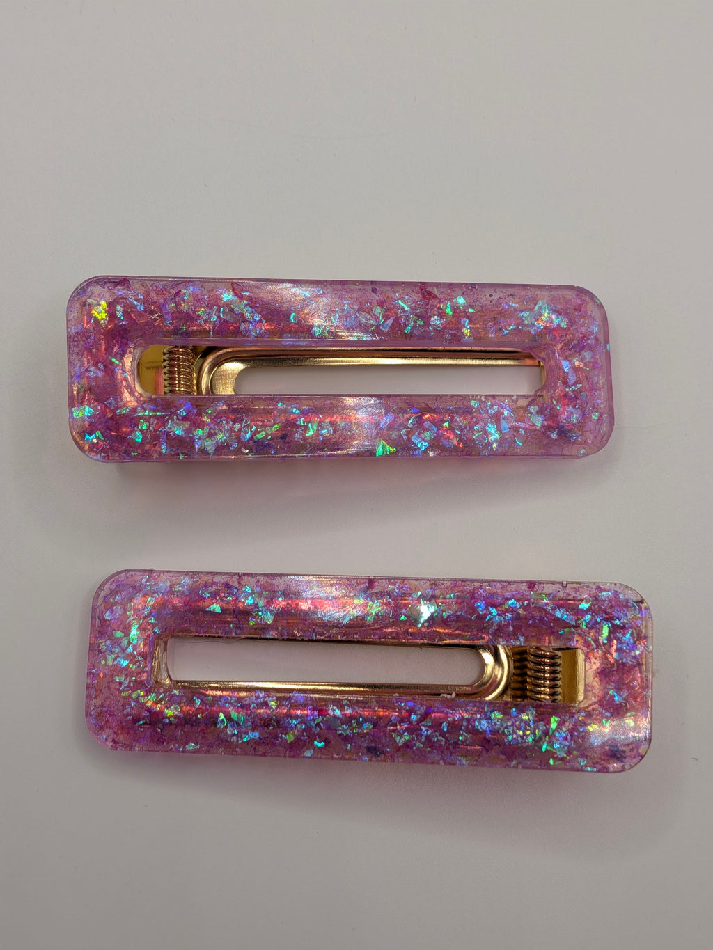 Large Rectangle Open Center Resin Barrette Set of 2
