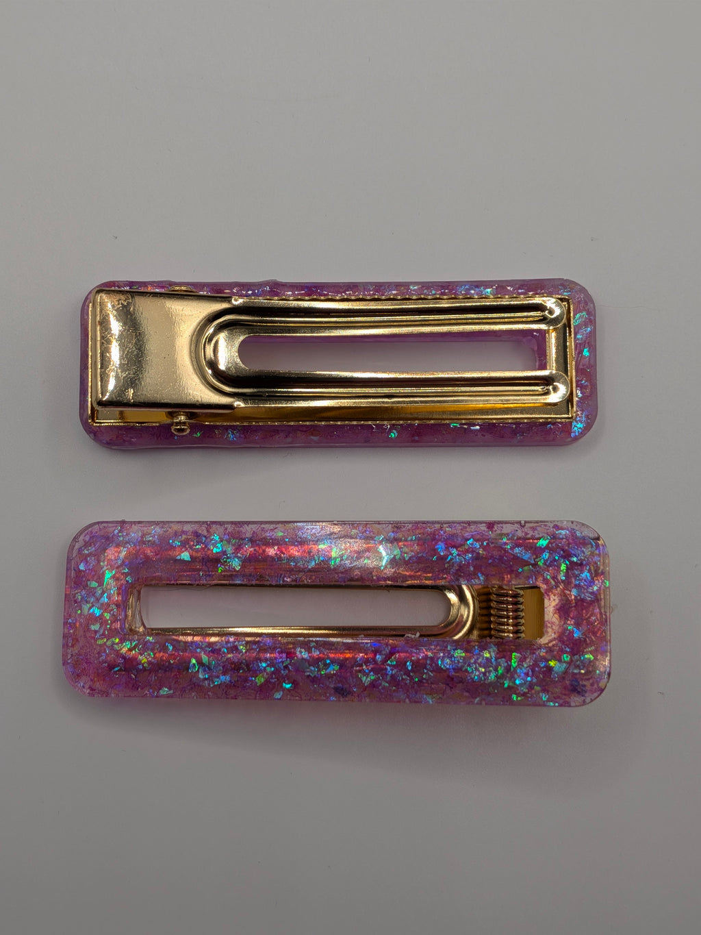 Large Rectangle Open Center Resin Barrette Set of 2