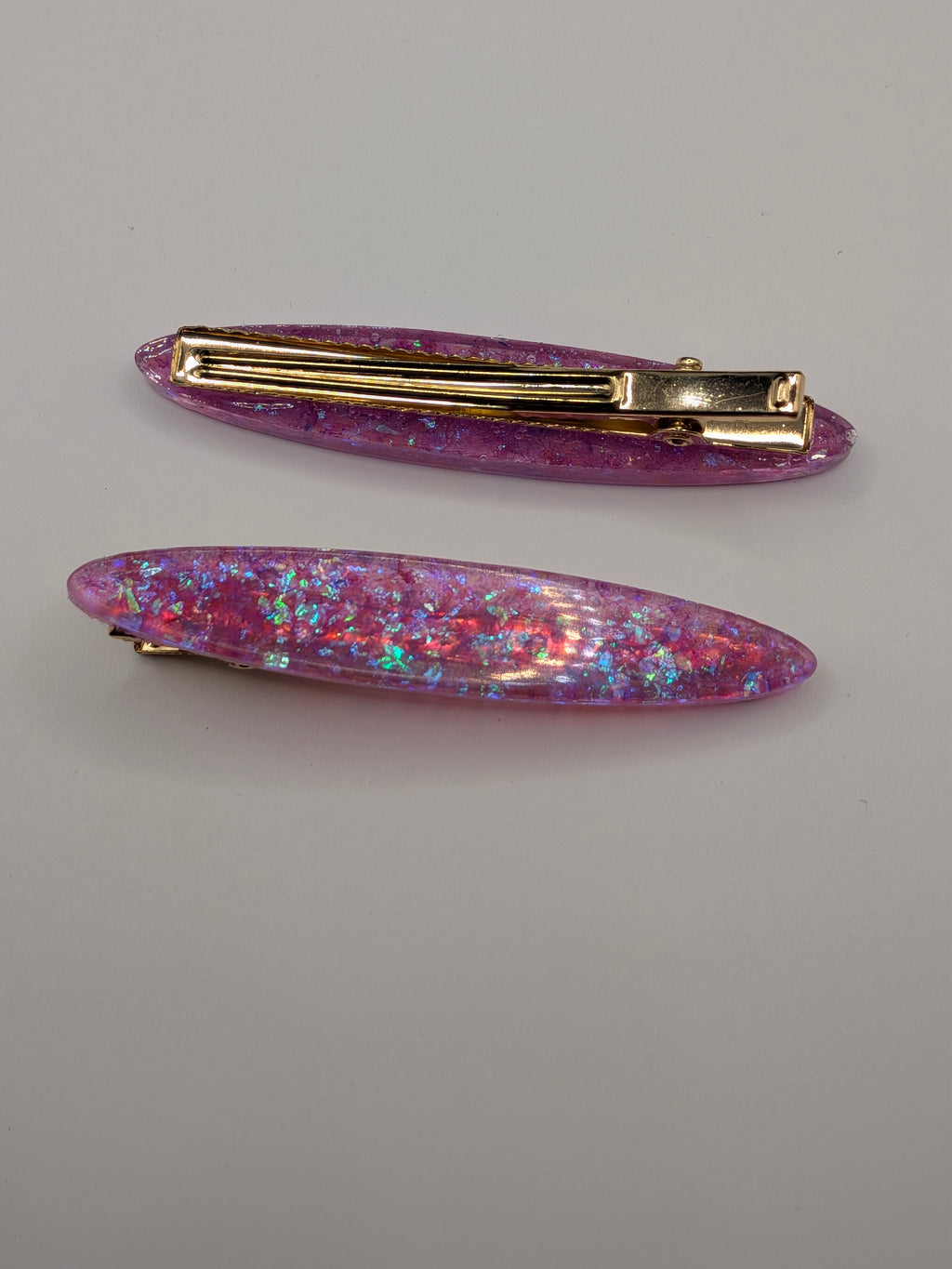 Thin Elongated Oval Resin Barrette Set of 2