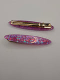 Thin Elongated Oval Resin Barrette Set of 2