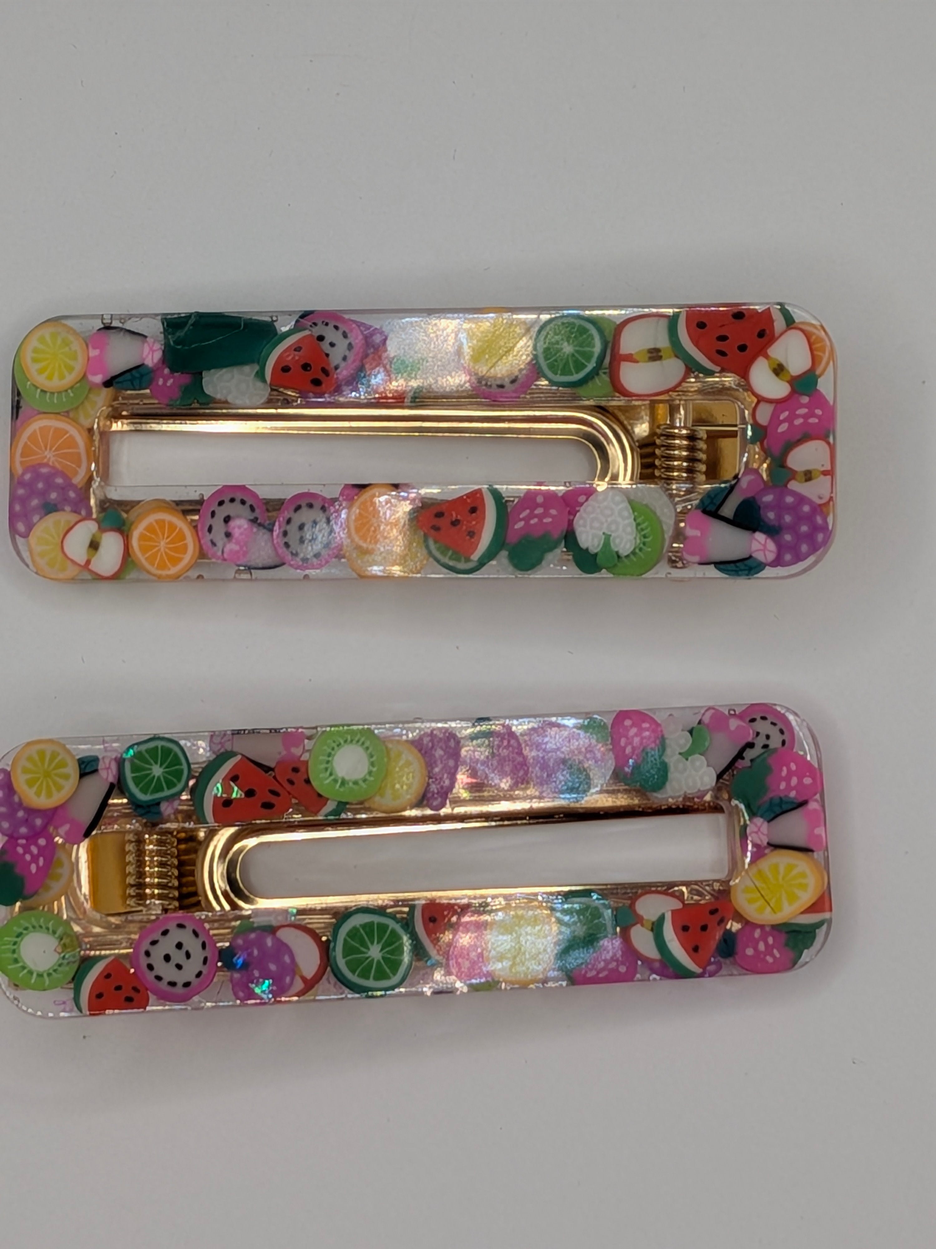 Large Rectangle Open Center Resin Barrette Set of 2