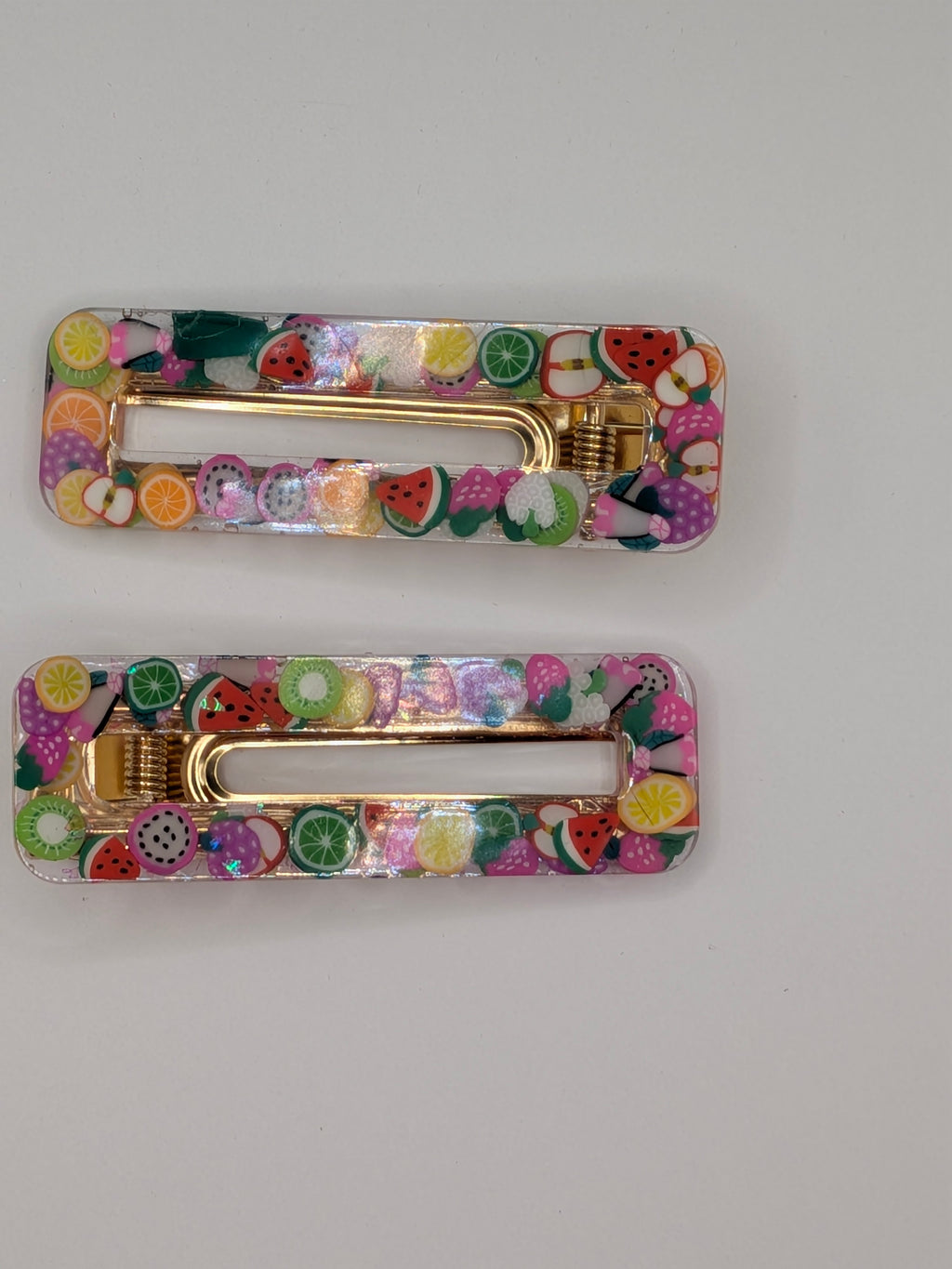 Large Rectangle Open Center Resin Barrette Set of 2