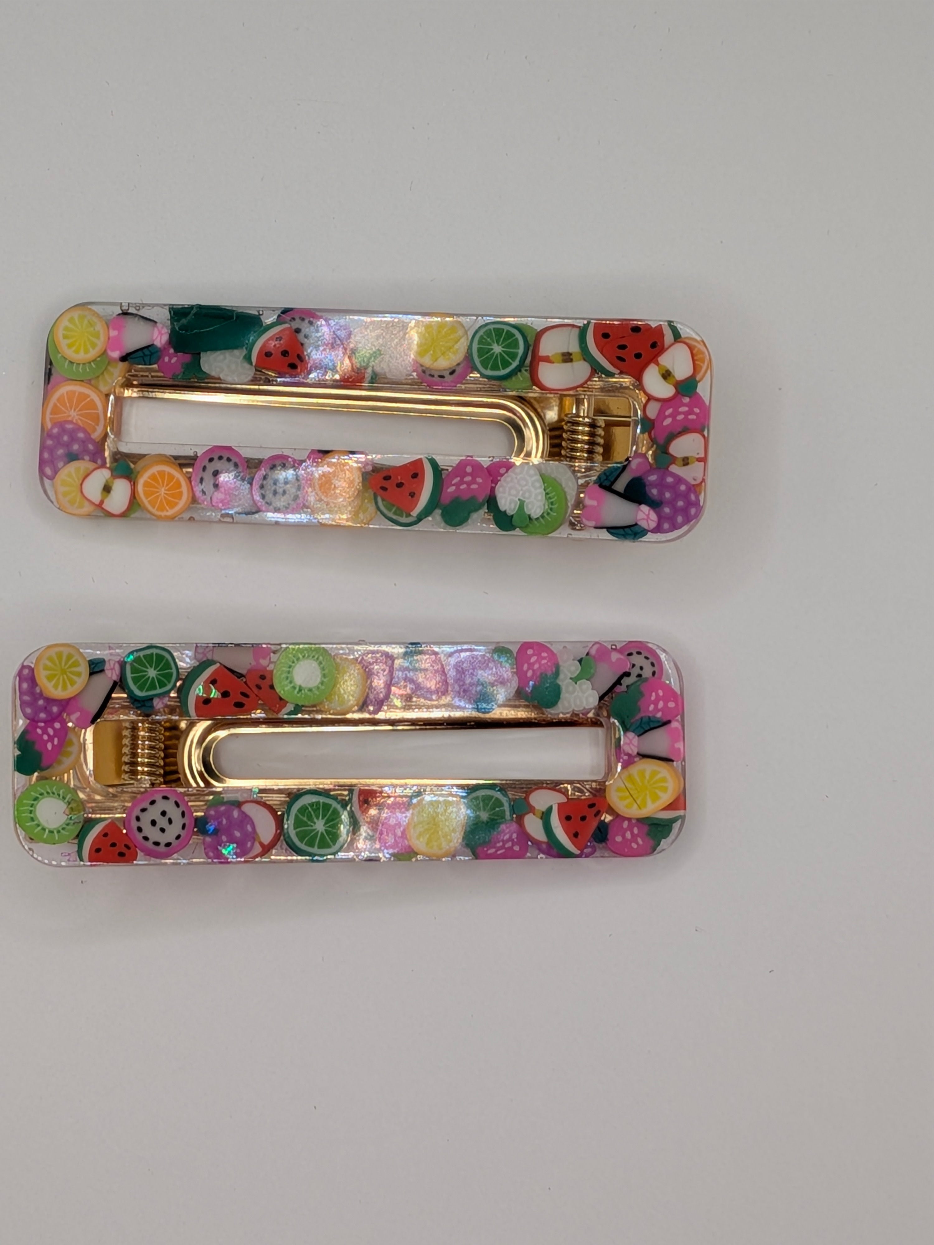 Large Rectangle Open Center Resin Barrette Set of 2