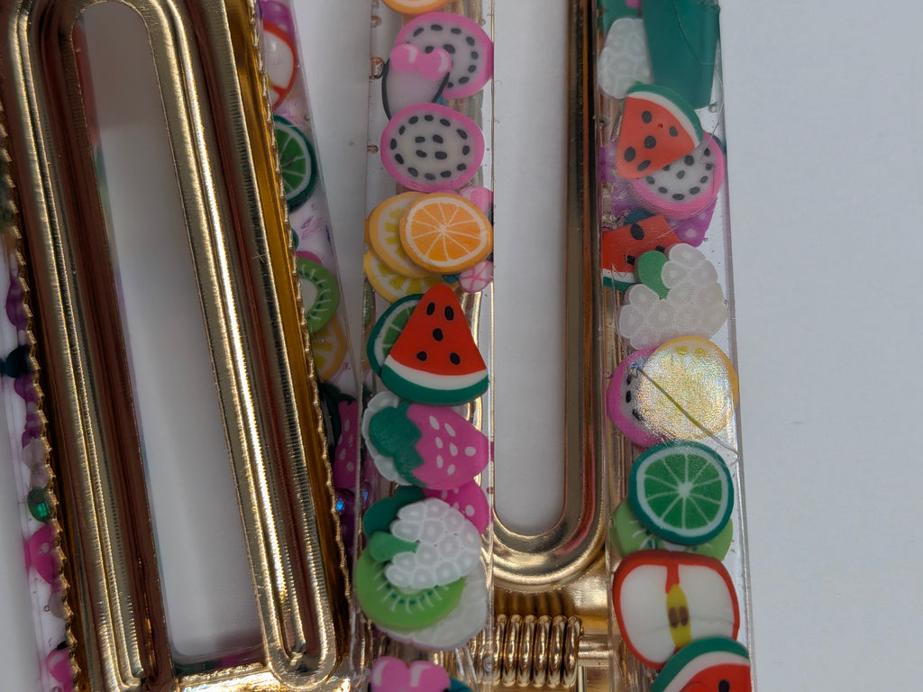 Large Rectangle Open Center Resin Barrette Set of 2