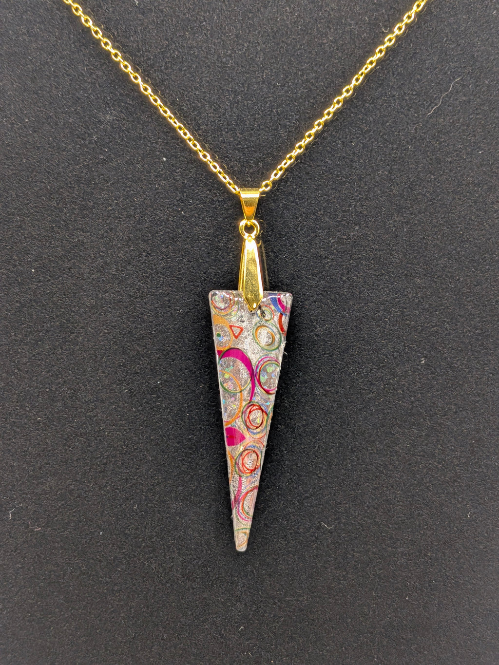 Elongated Triangle Nail Foil Jewelry Set — Multicolor Shimmer on Silver