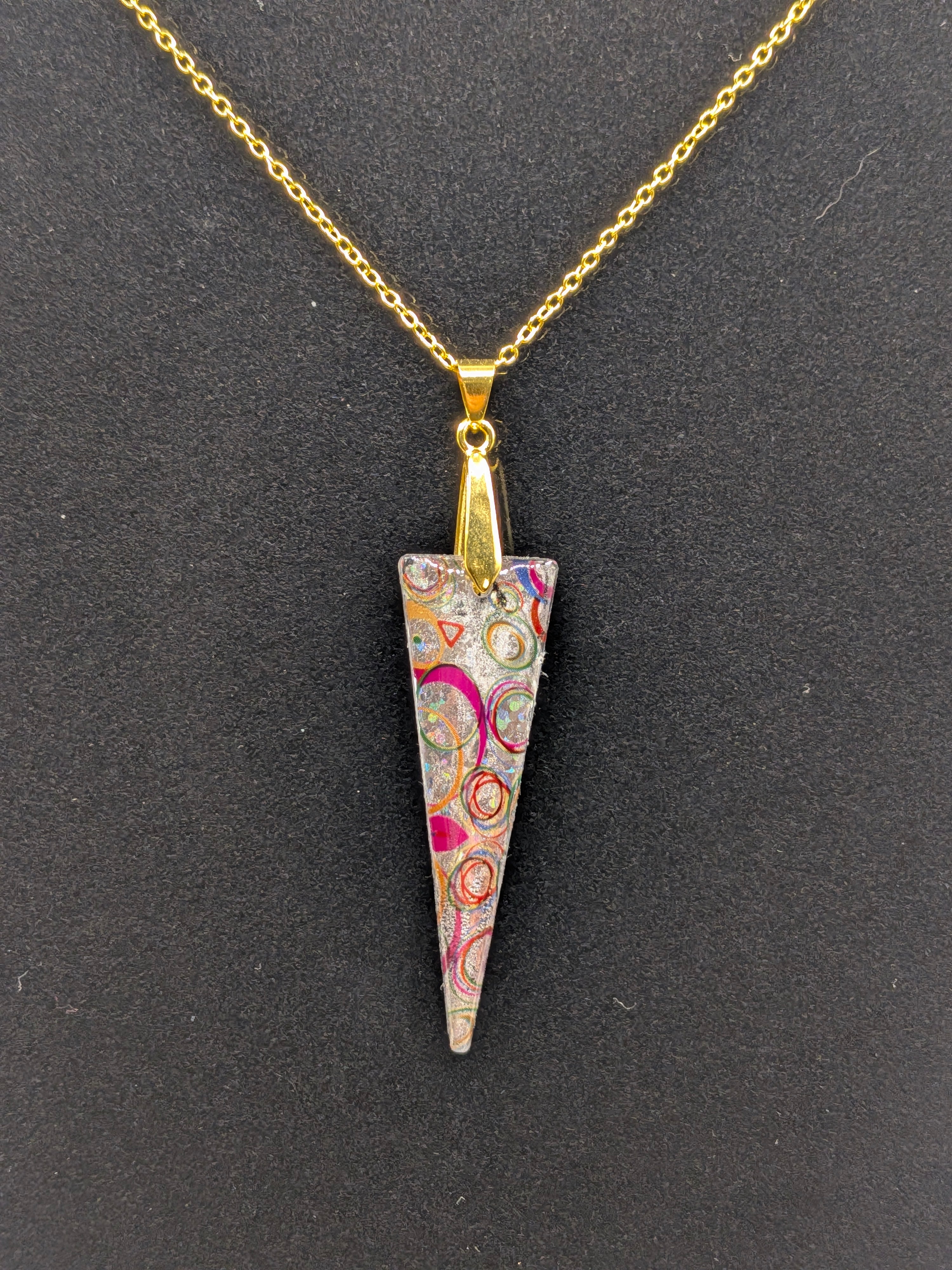 Elongated Triangle Nail Foil Jewelry Set — Multicolor Shimmer on Silver