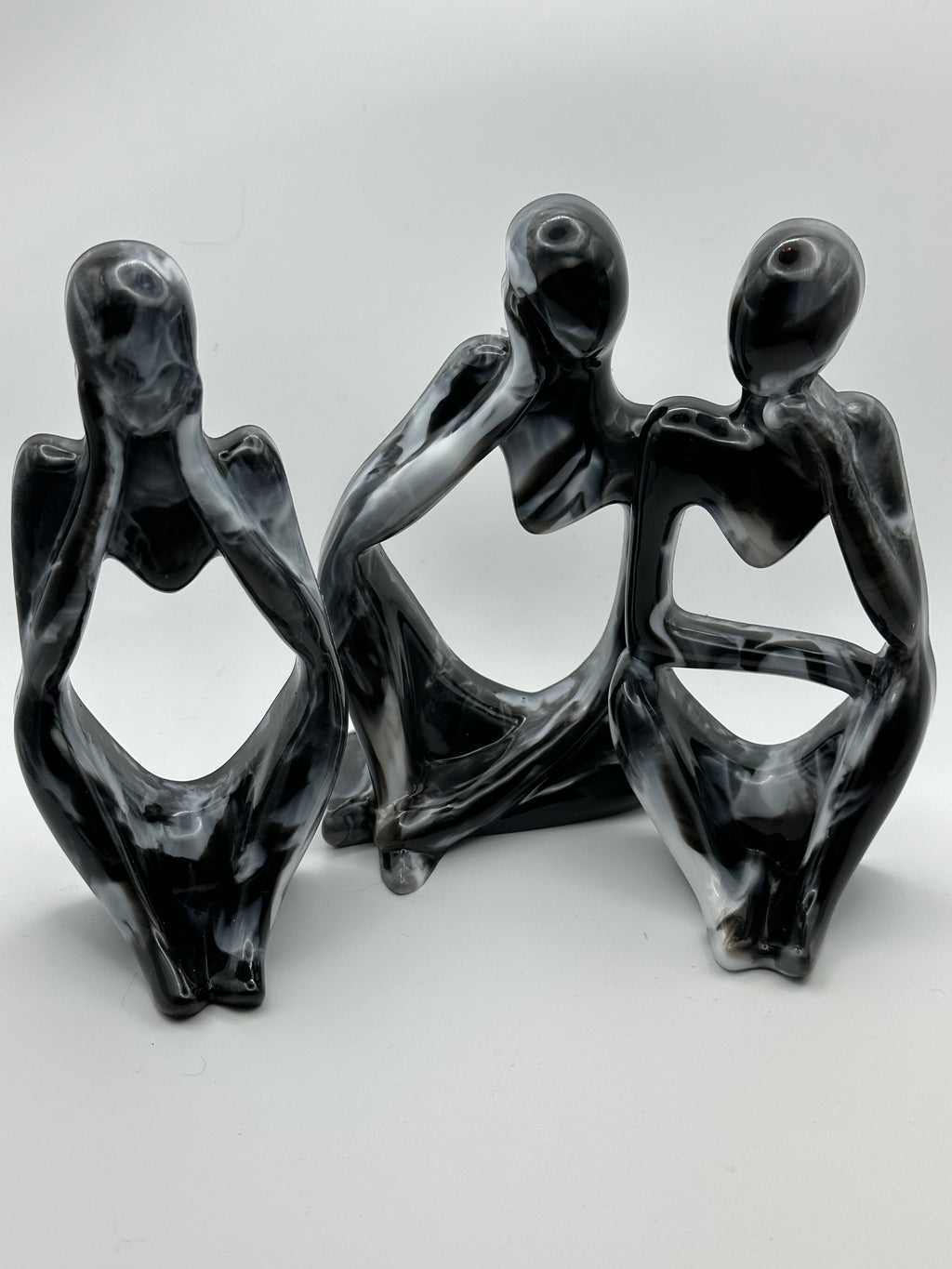 Contemporary Modern Art Figurines – Black & White Set of 3
