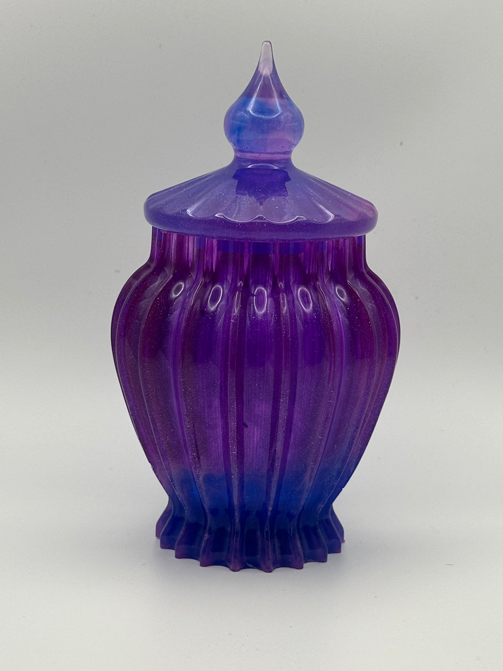 Handcrafted Epoxy Resin Ribbed Jar with Lid