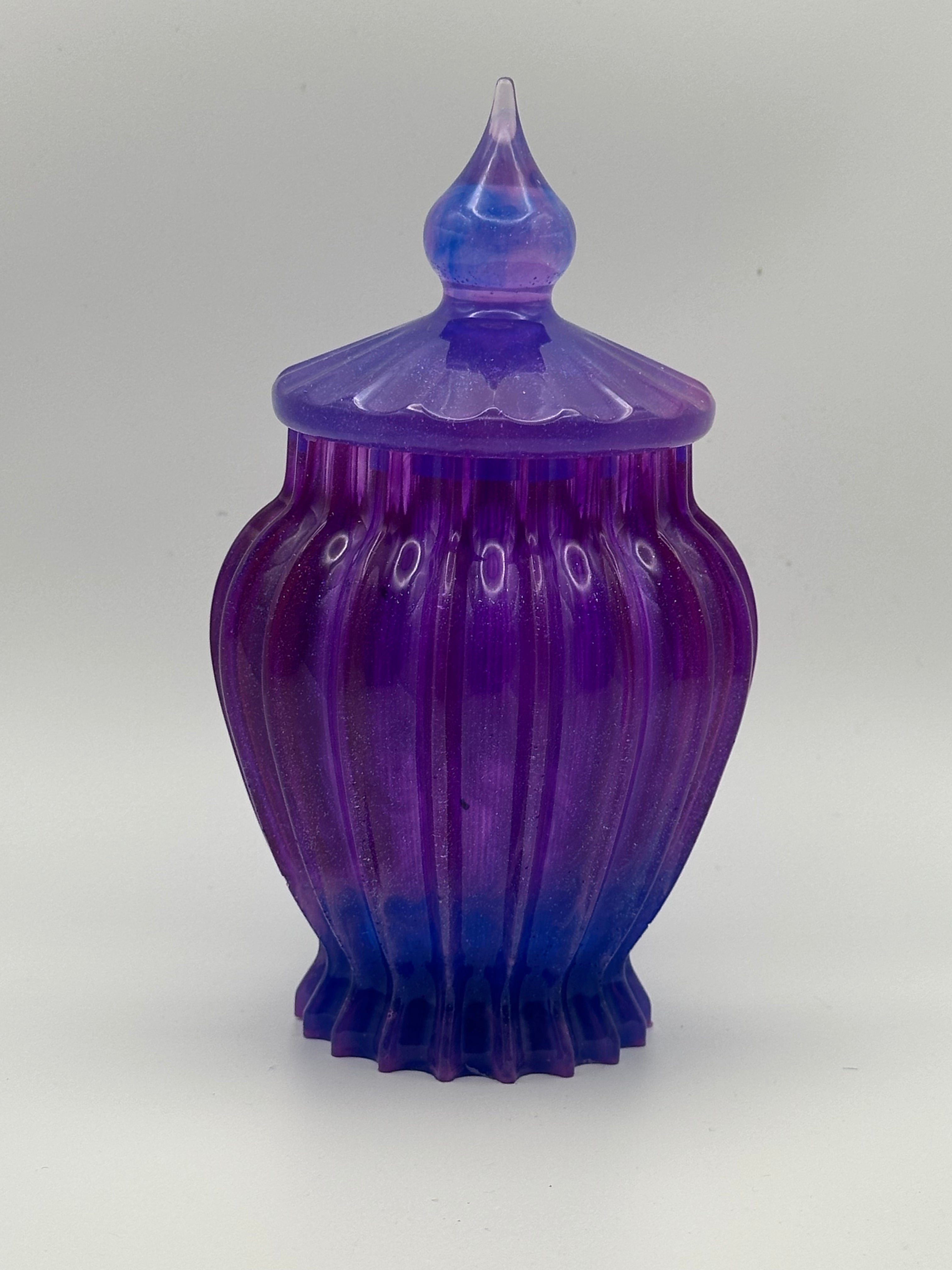 Handcrafted Epoxy Resin Ribbed Jar with Lid