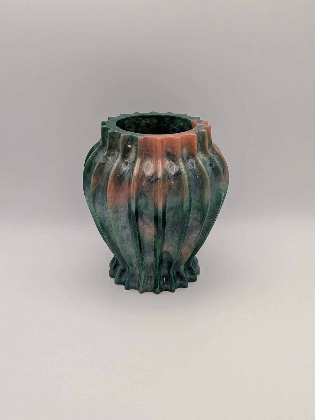 Handcrafted Epoxy Resin Ribbed Jar with Lid