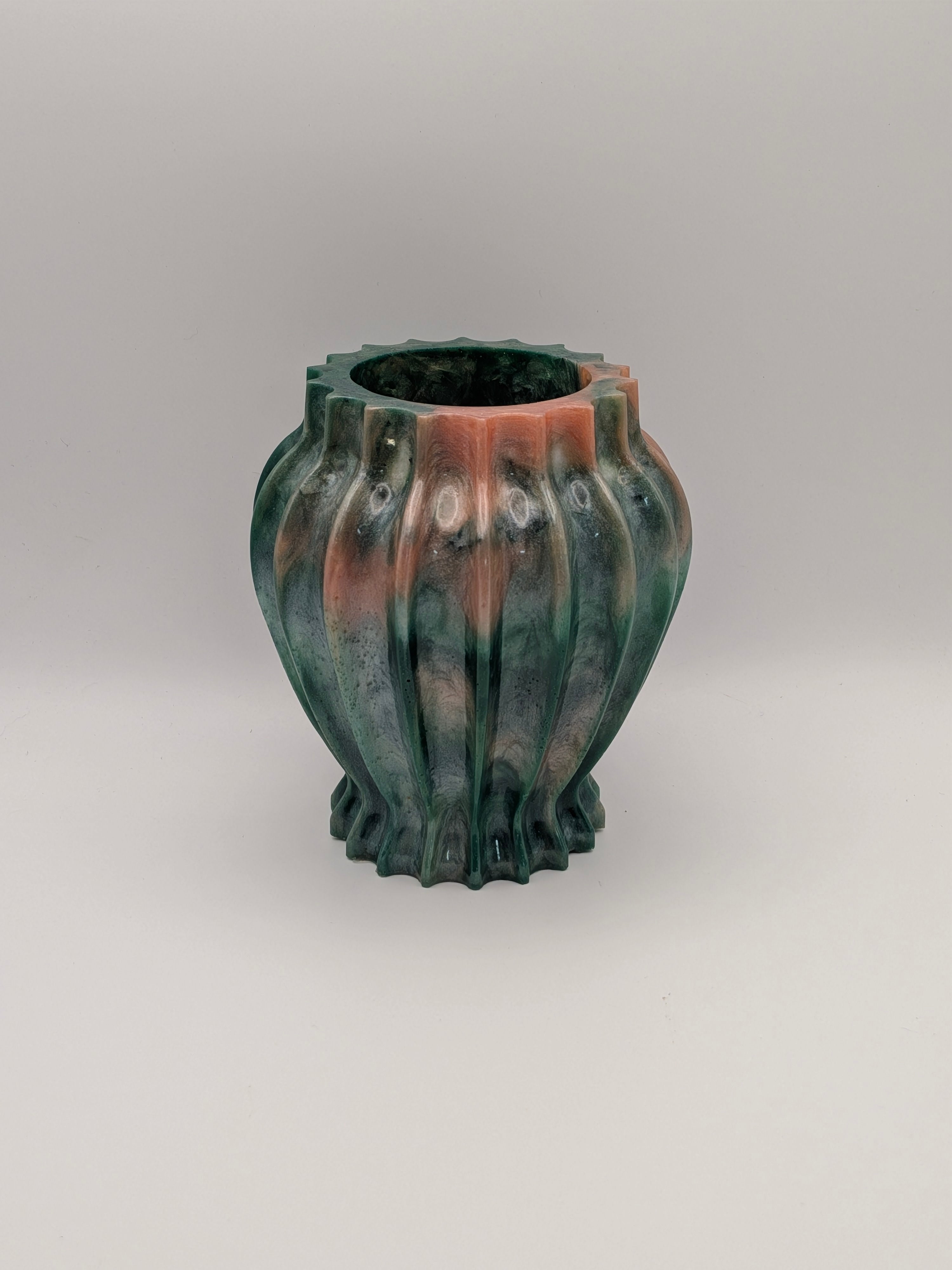 Handcrafted Epoxy Resin Ribbed Jar with Lid