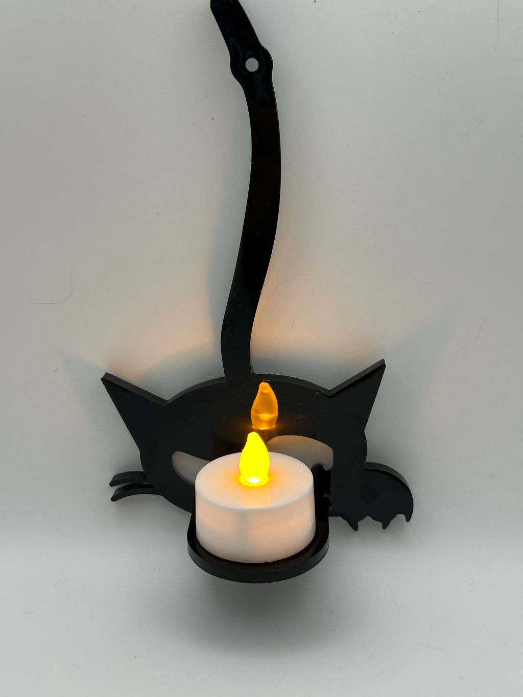 Black Cat Wall Sconces — Epoxy Resin Candle Holders, Set of 3