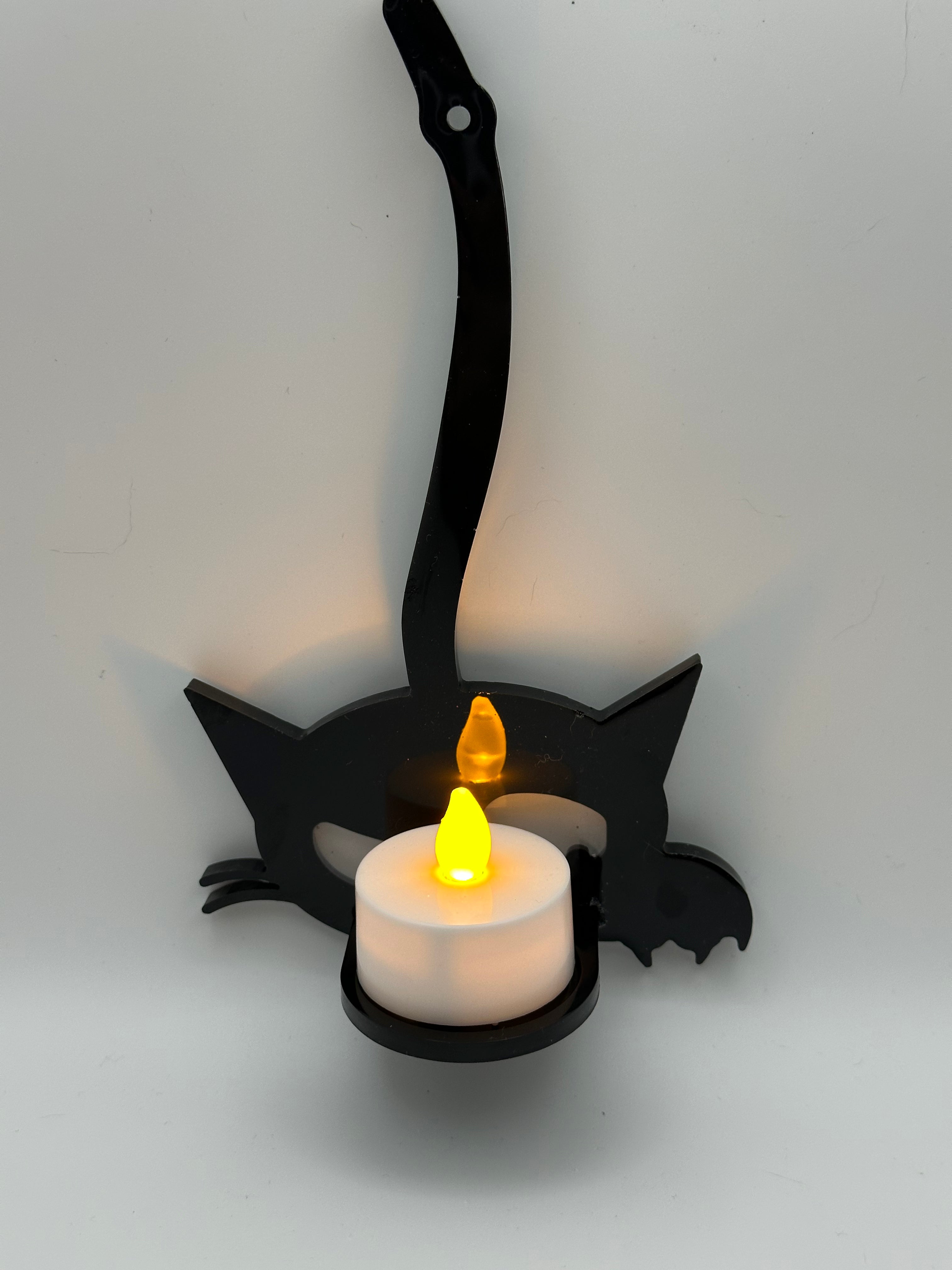 Black Cat Wall Sconces — Epoxy Resin Candle Holders, Set of 3