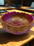 Color-Shifting Purple-Blue & Gold Marble Floral Candy Dish