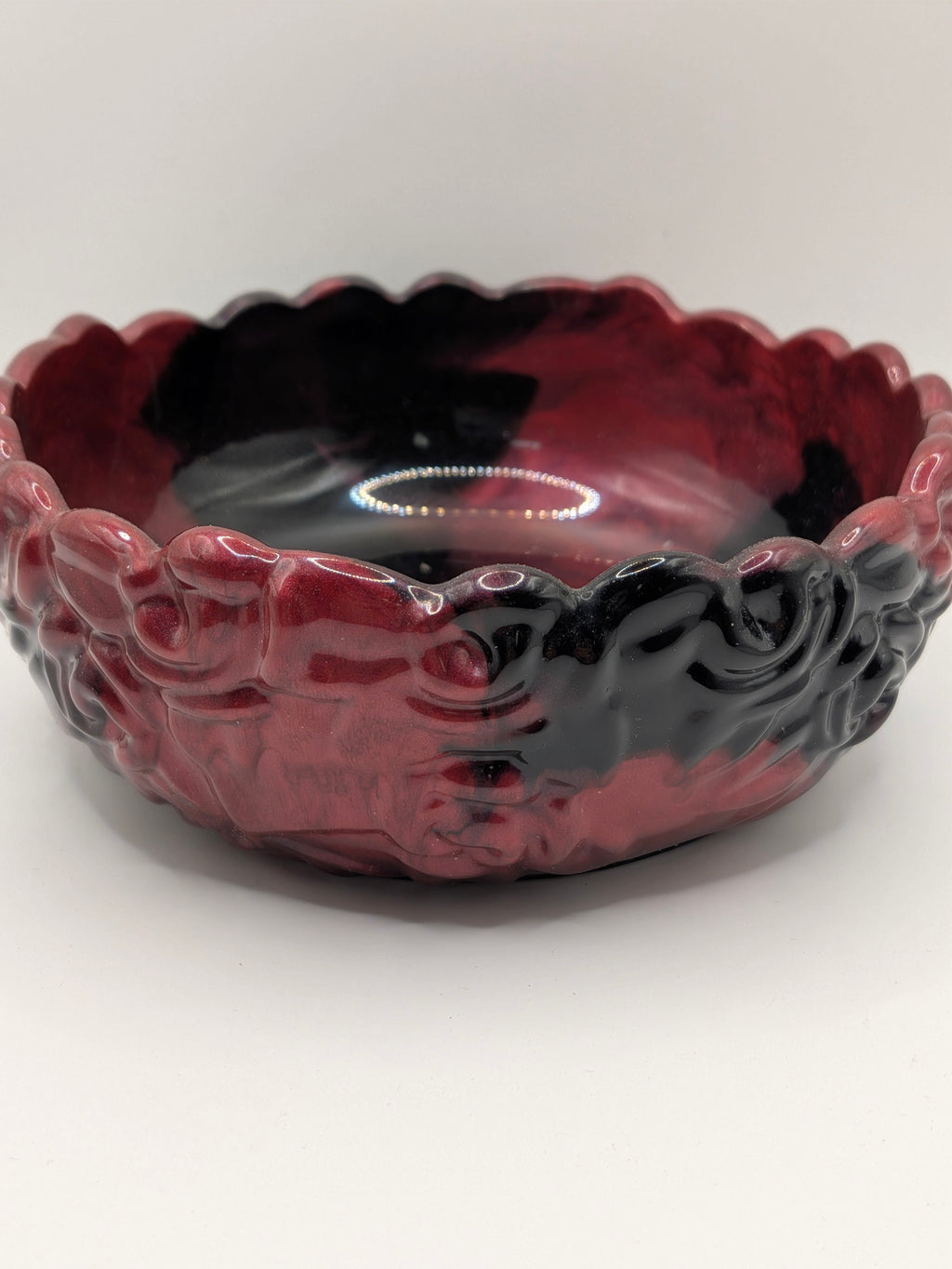 Burgundy & Black Marbled Floral Candy Dish