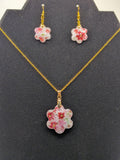 Flower Shaped Nail Foil Jewelry Set — Pink & White Flowers on White