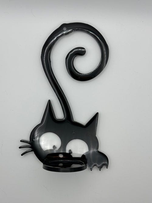 Black Cat Wall Sconces — Epoxy Resin Candle Holders, Set of 3