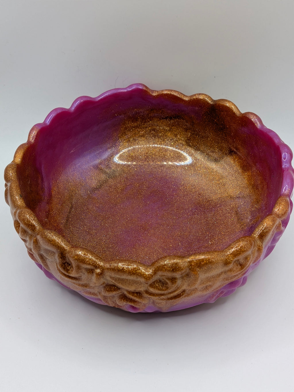 Color-Shifting Purple-Blue & Gold Marble Floral Candy Dish