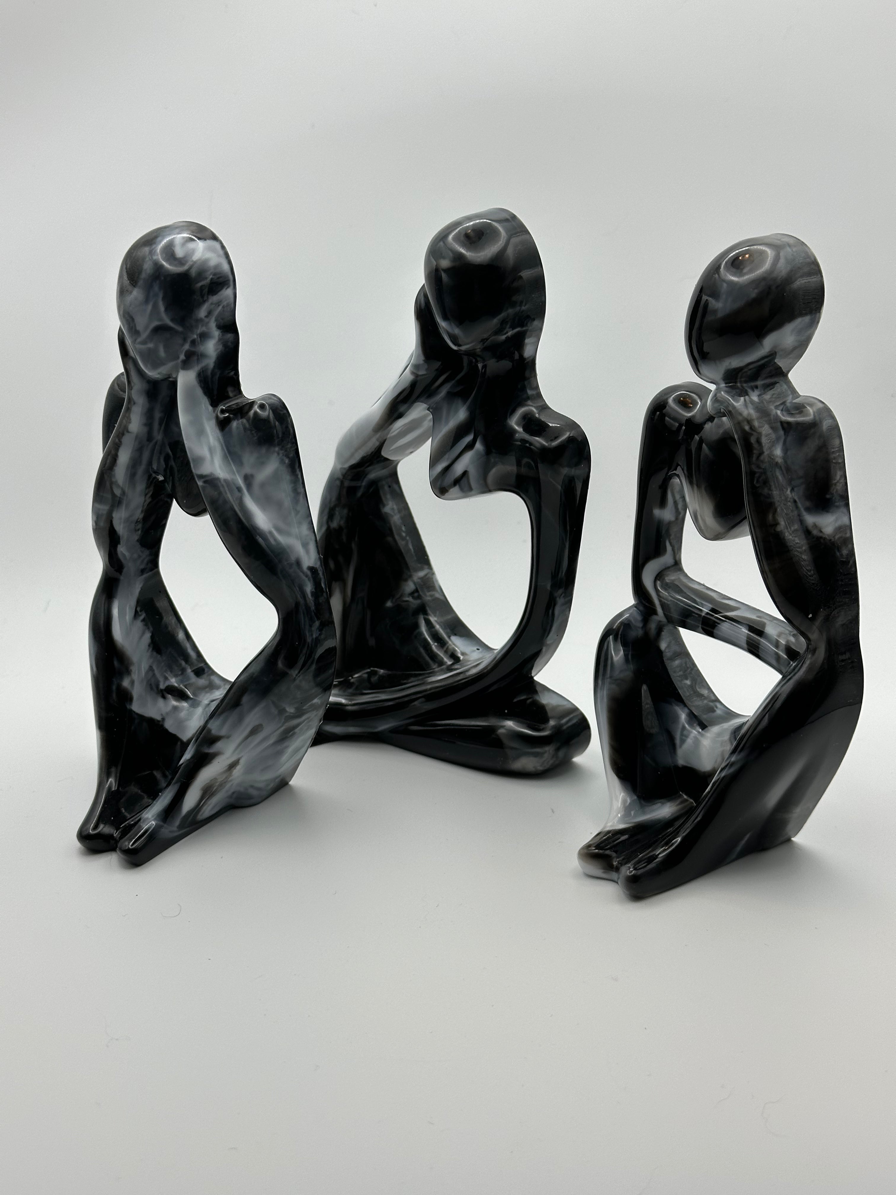 Contemporary Modern Art Figurines – Black & White Set of 3