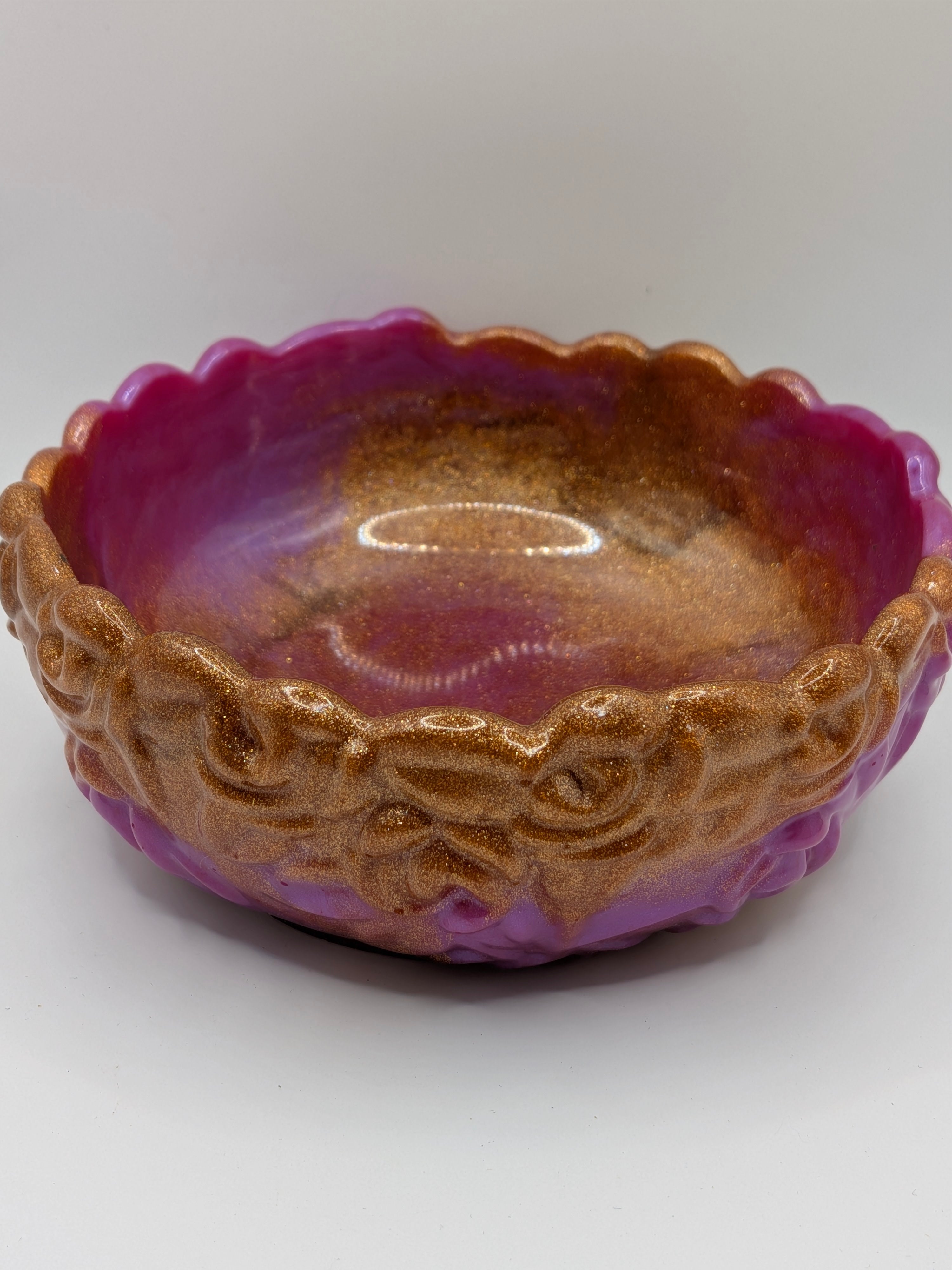 Color-Shifting Purple-Blue & Gold Marble Floral Candy Dish