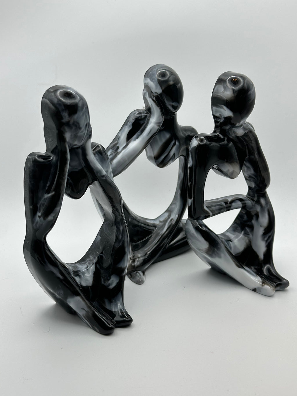 Contemporary Modern Art Figurines – Black & White Set of 3