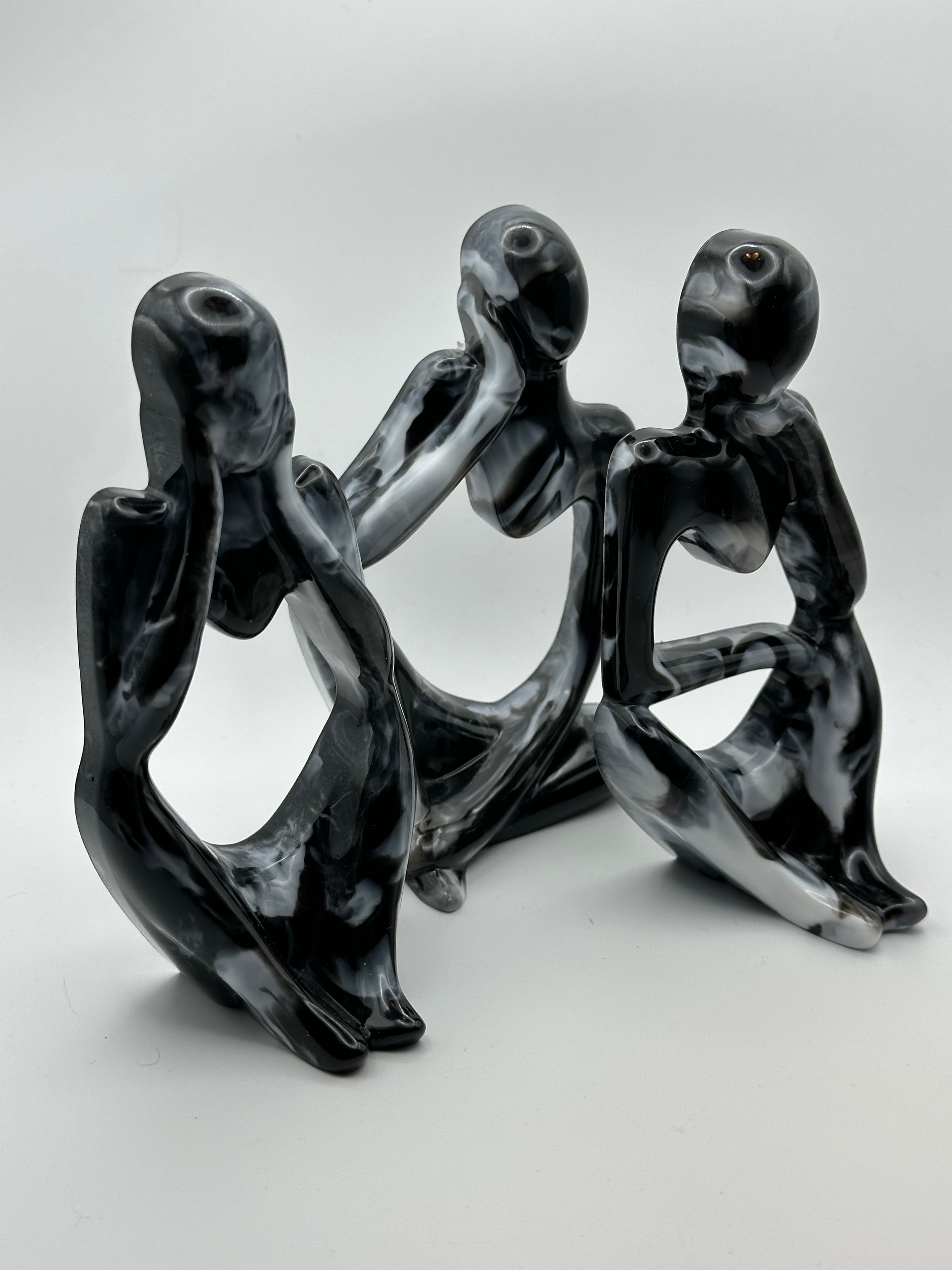 Contemporary Modern Art Figurines – Black & White Set of 3