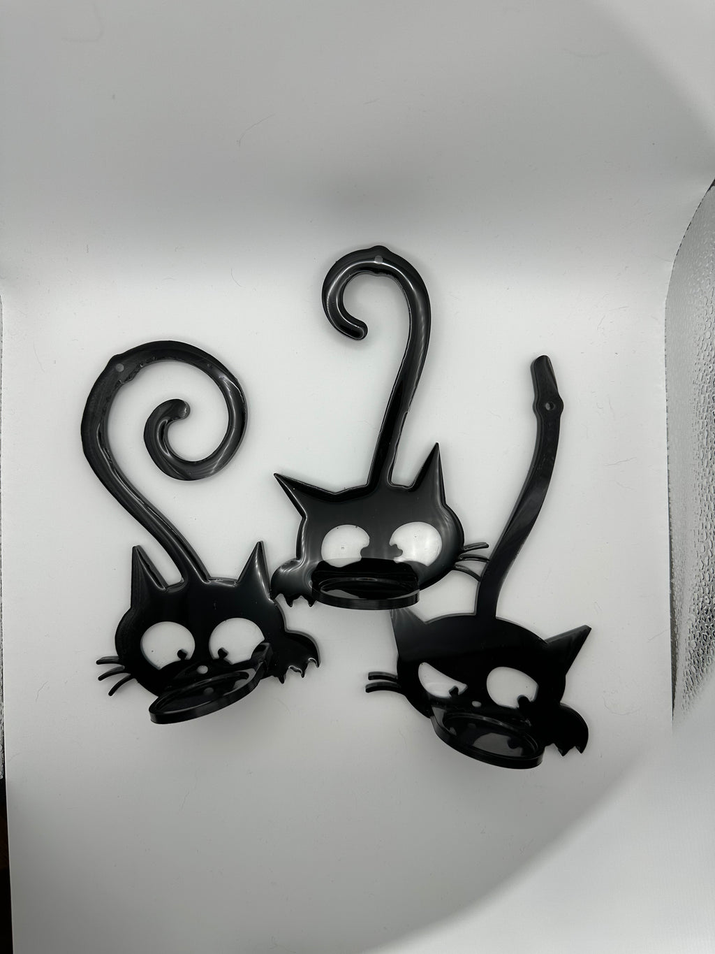 Black Cat Wall Sconces — Epoxy Resin Candle Holders, Set of 3